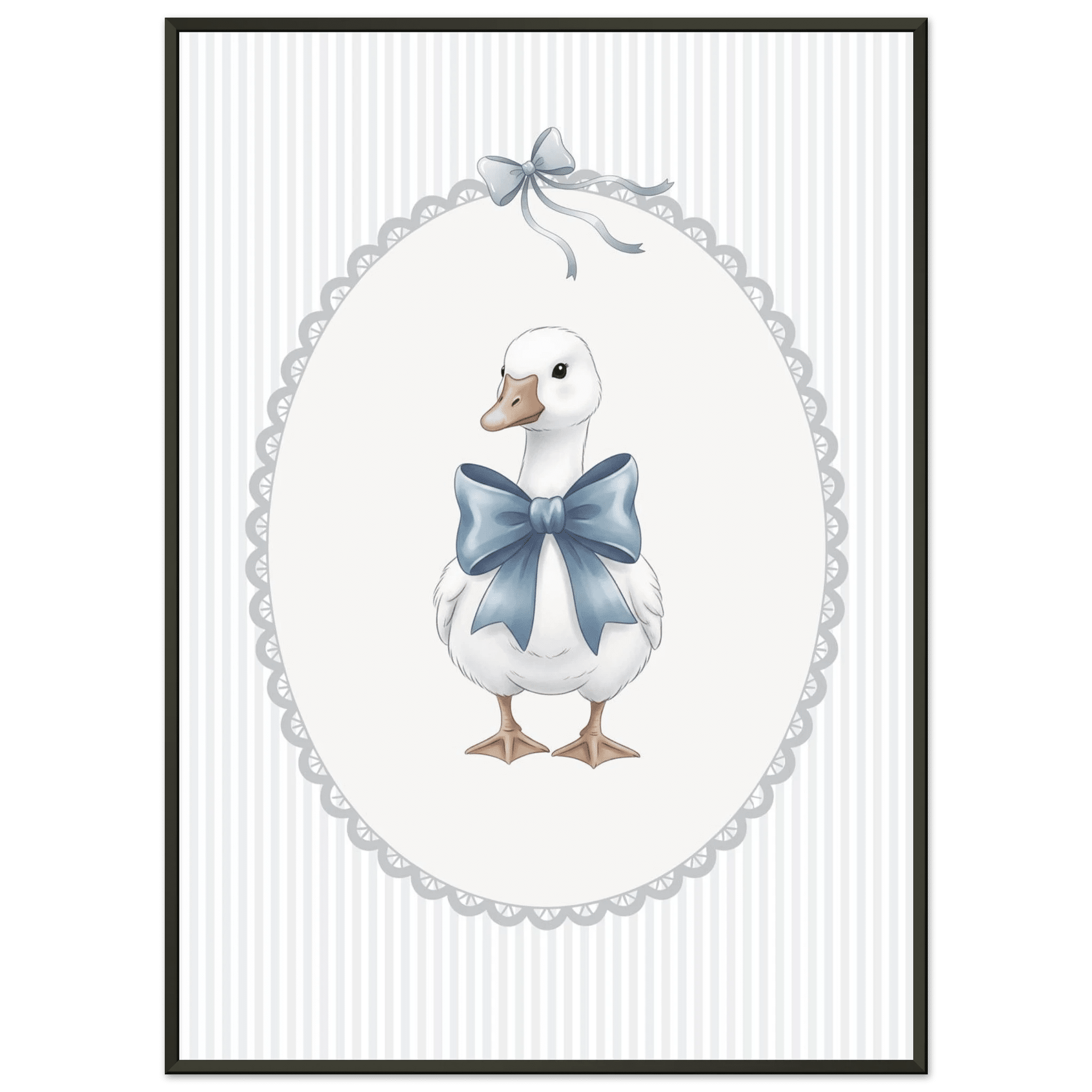 Blue Bow Duck Nursery Poster – Sweet Baby Room Wall Art Print - Evergreen Posters