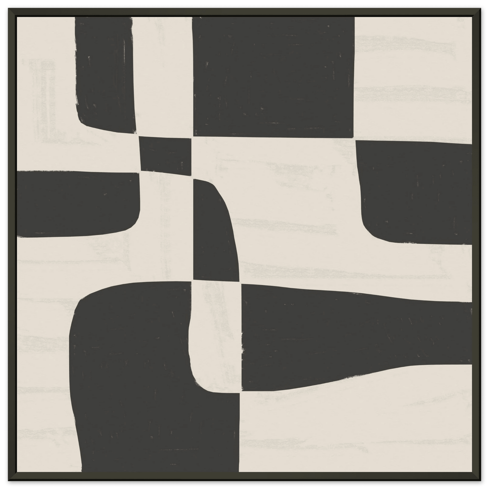 Black & White Abstract Poster | Minimalist Geometric Wall Art | Modern Living Room Print - Evergreen Posters