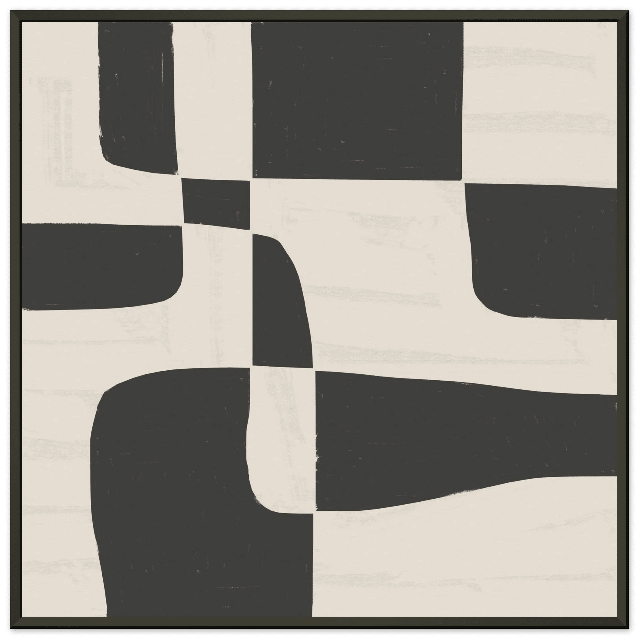 Black & White Abstract Poster | Minimalist Geometric Wall Art | Modern Living Room Print - Evergreen Posters