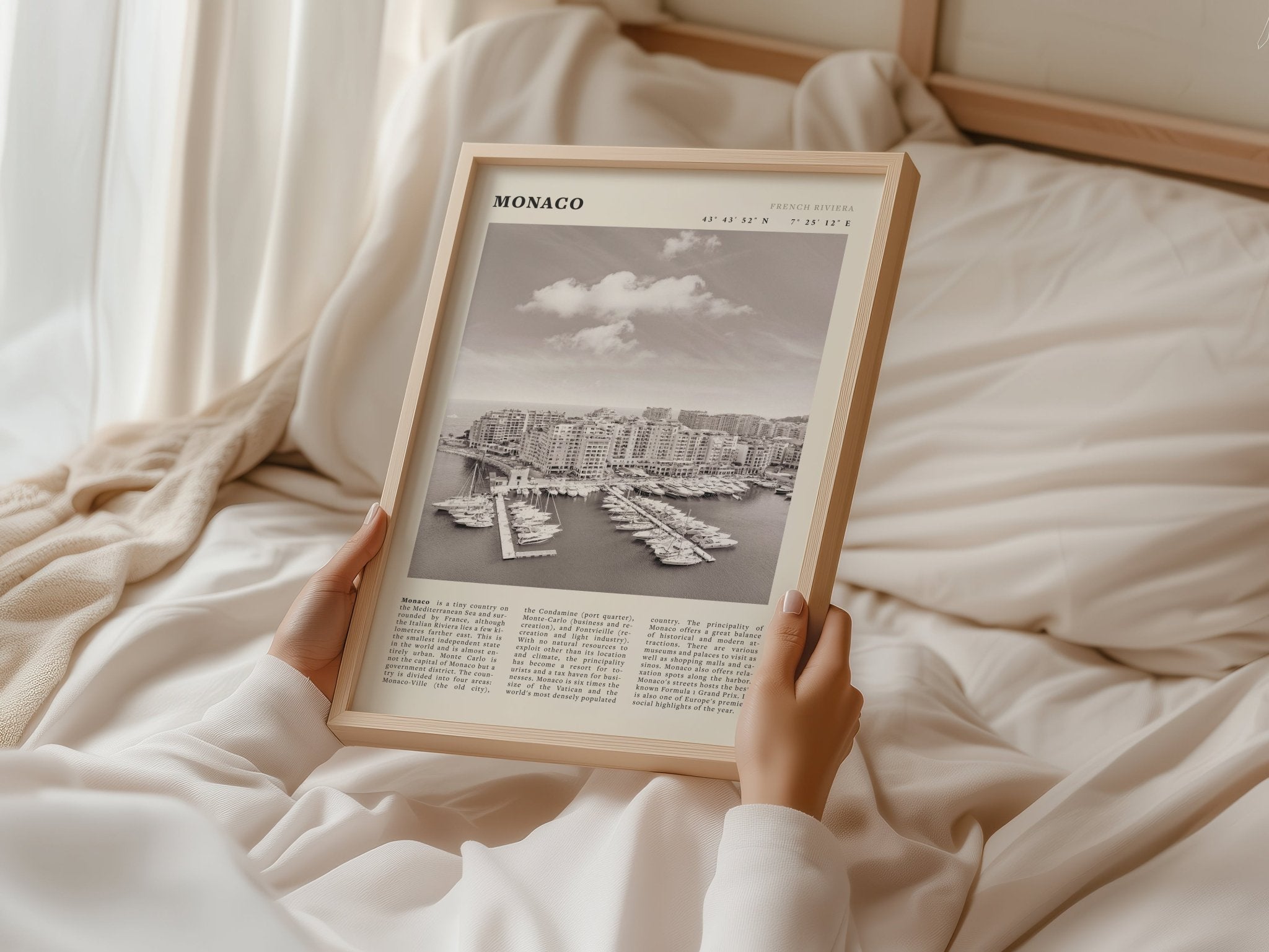 Monaco Poster Black and White – Vintage Monte Carlo Harbor Print (Digital & Printed Options) - Evergreen Posters