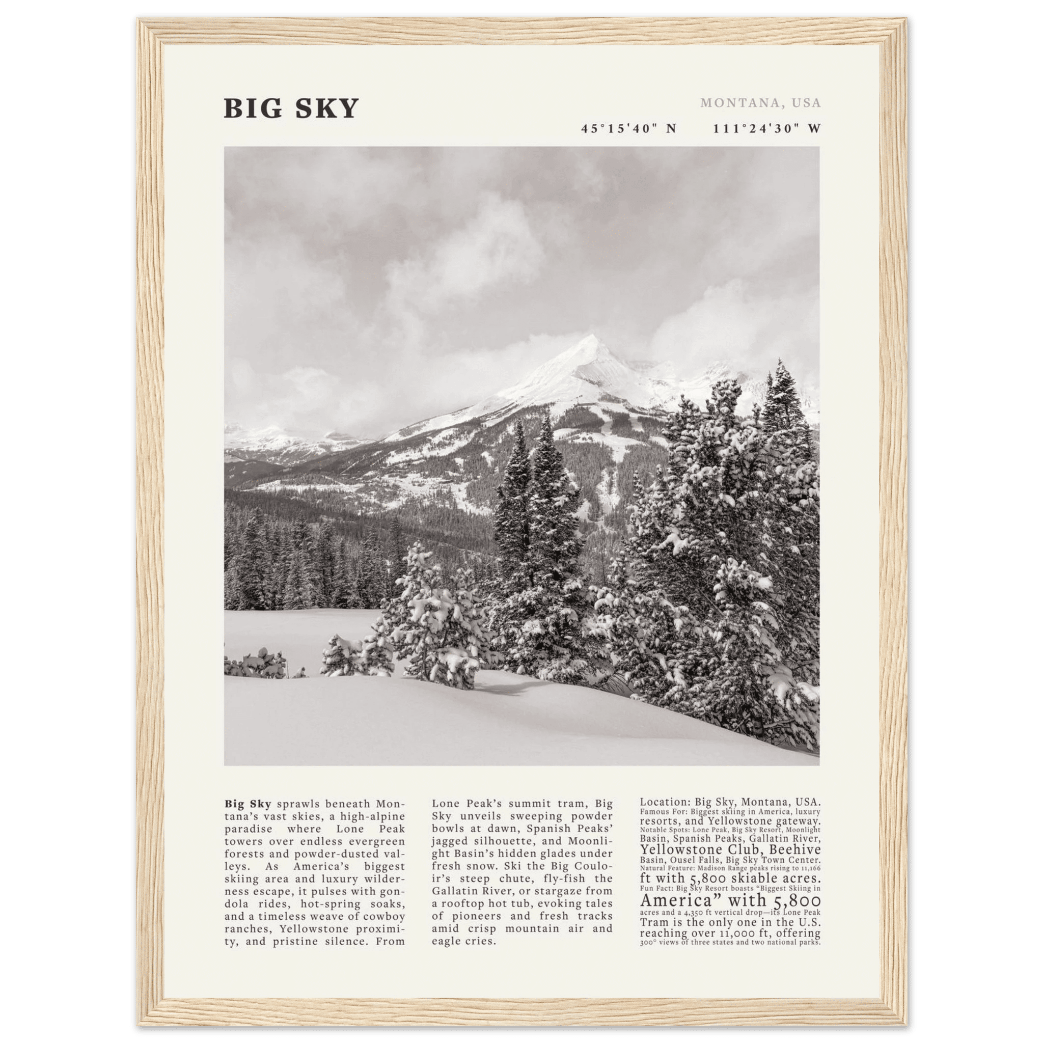 Big Sky Montana Poster Black and White – Vintage Lone Peak Ski Resort Print (Digital & Printed Options) - Evergreen Posters