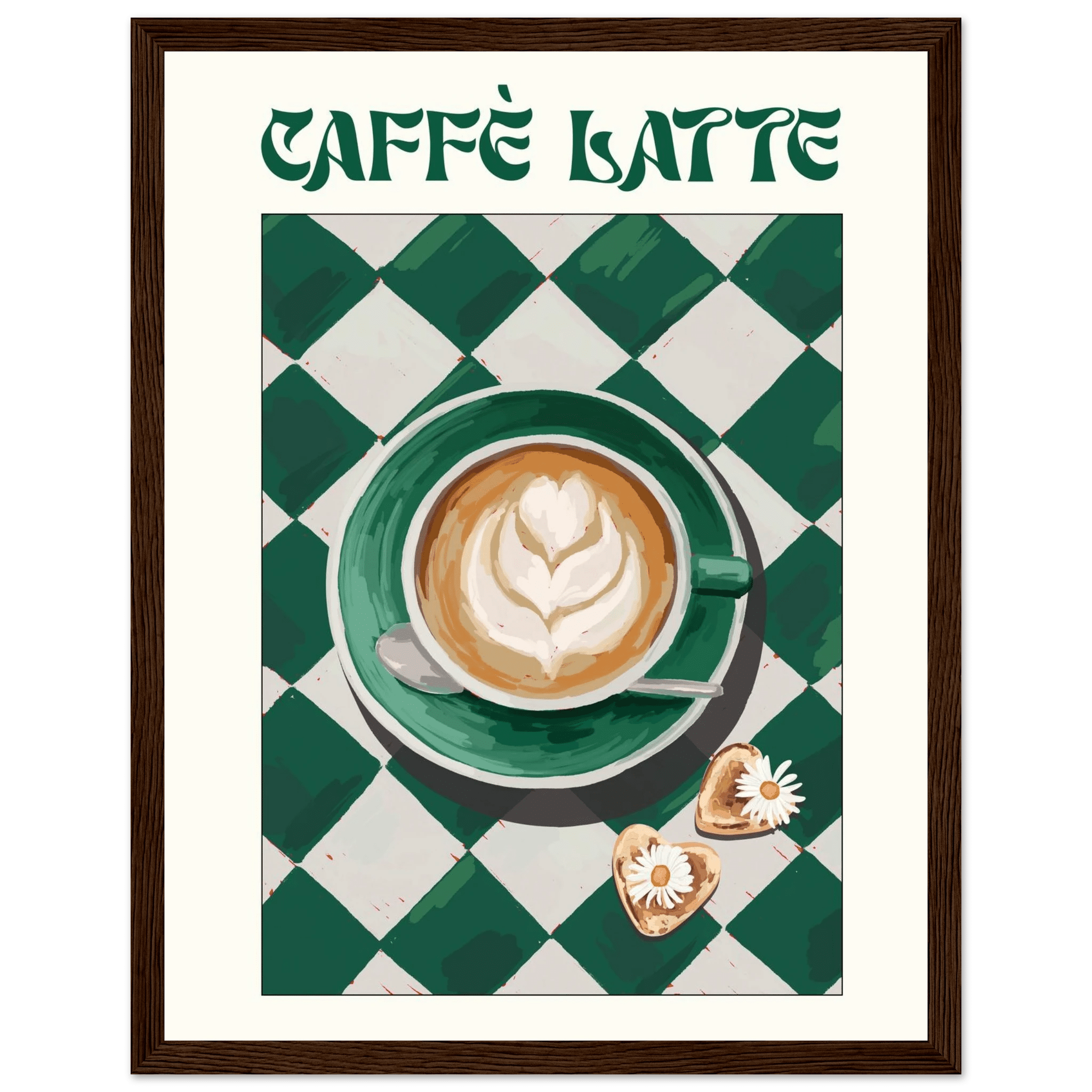 Caffè Latte Poster – Playful Coffee Kitchen Wall Art Print (Digital & Printed Options) - Evergreen Posters