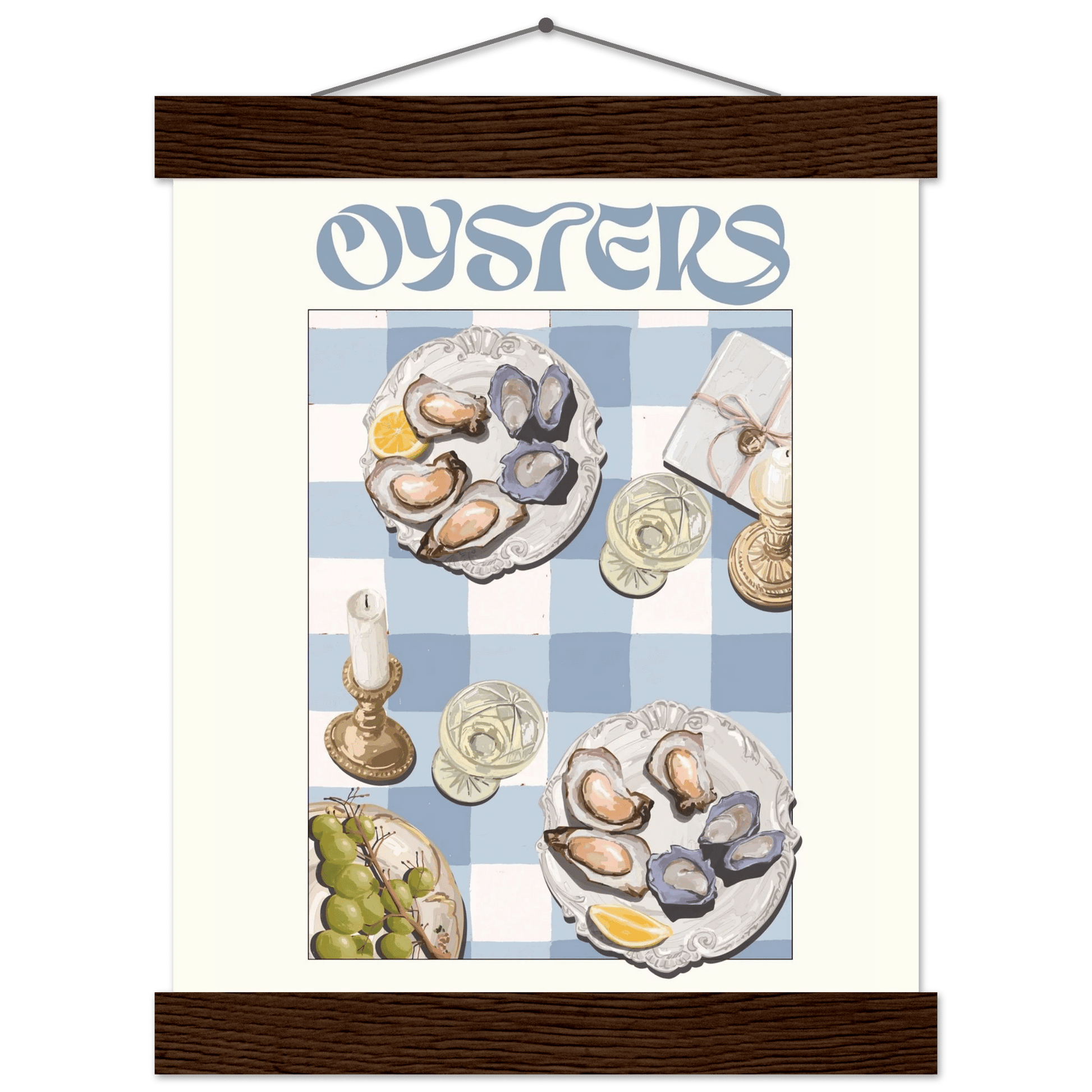 Oysters Poster – Playful Seafood Kitchen Wall Art Print (Digital & Printed Options) - Evergreen Posters