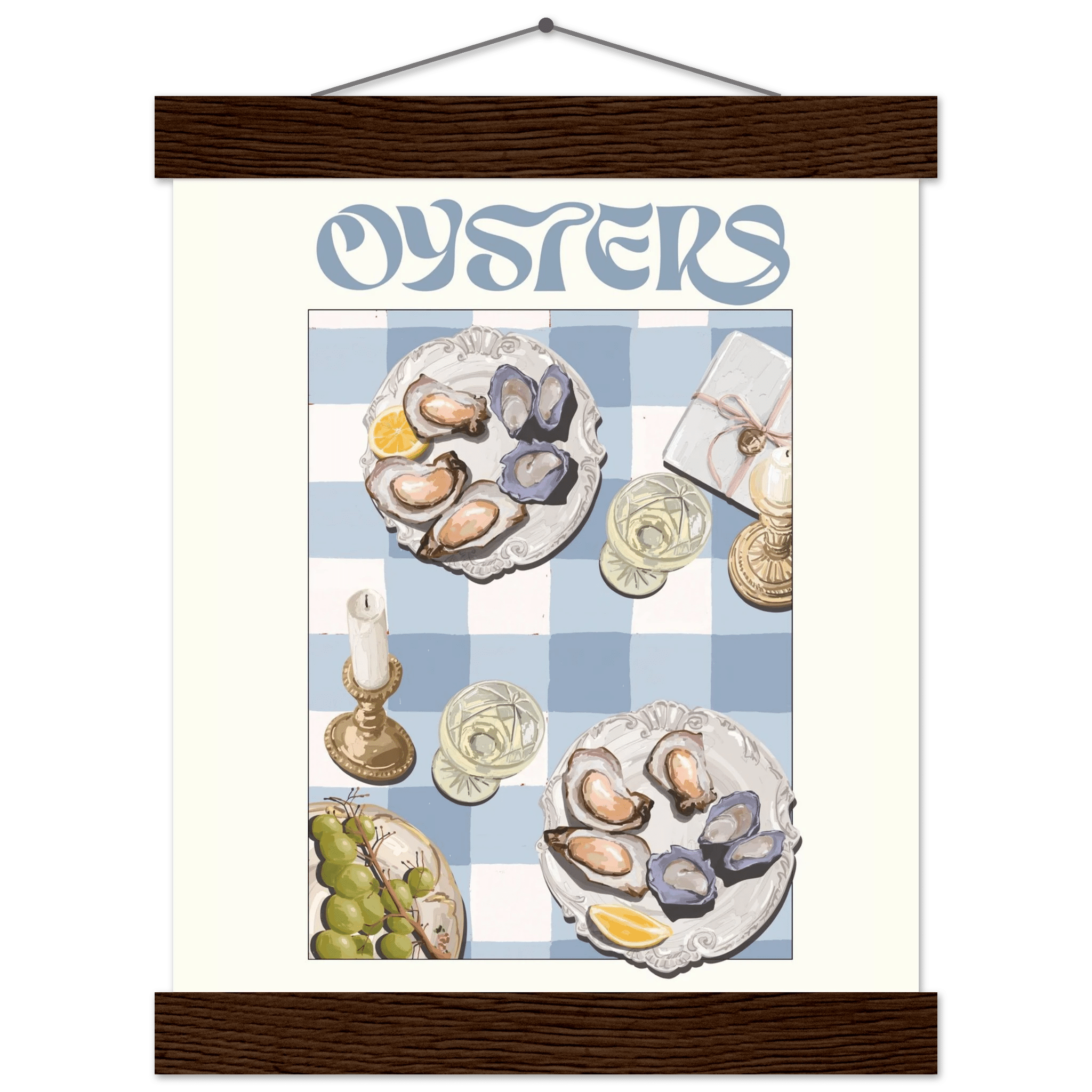Oysters Poster – Playful Seafood Kitchen Wall Art Print (Digital & Printed Options) - Evergreen Posters