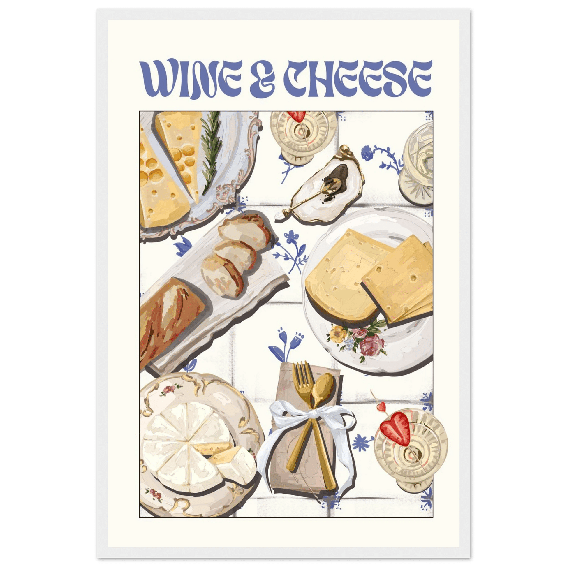 Wine & Cheese Poster – Elegant Kitchen & Dining Wall Art Print (Digital & Printed Options) - Evergreen Posters