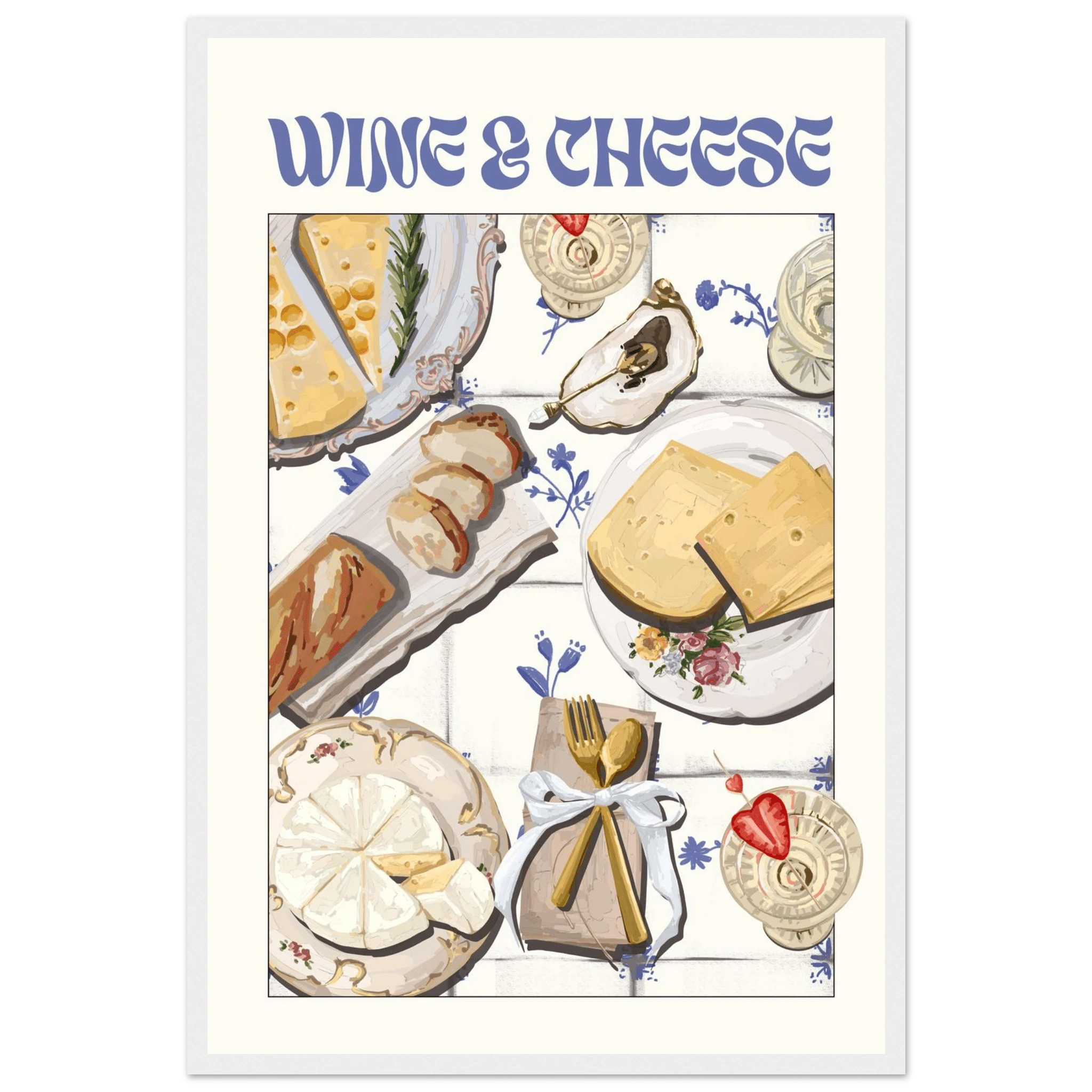 Wine & Cheese Poster – Elegant Kitchen & Dining Wall Art Print (Digital & Printed Options) - Evergreen Posters