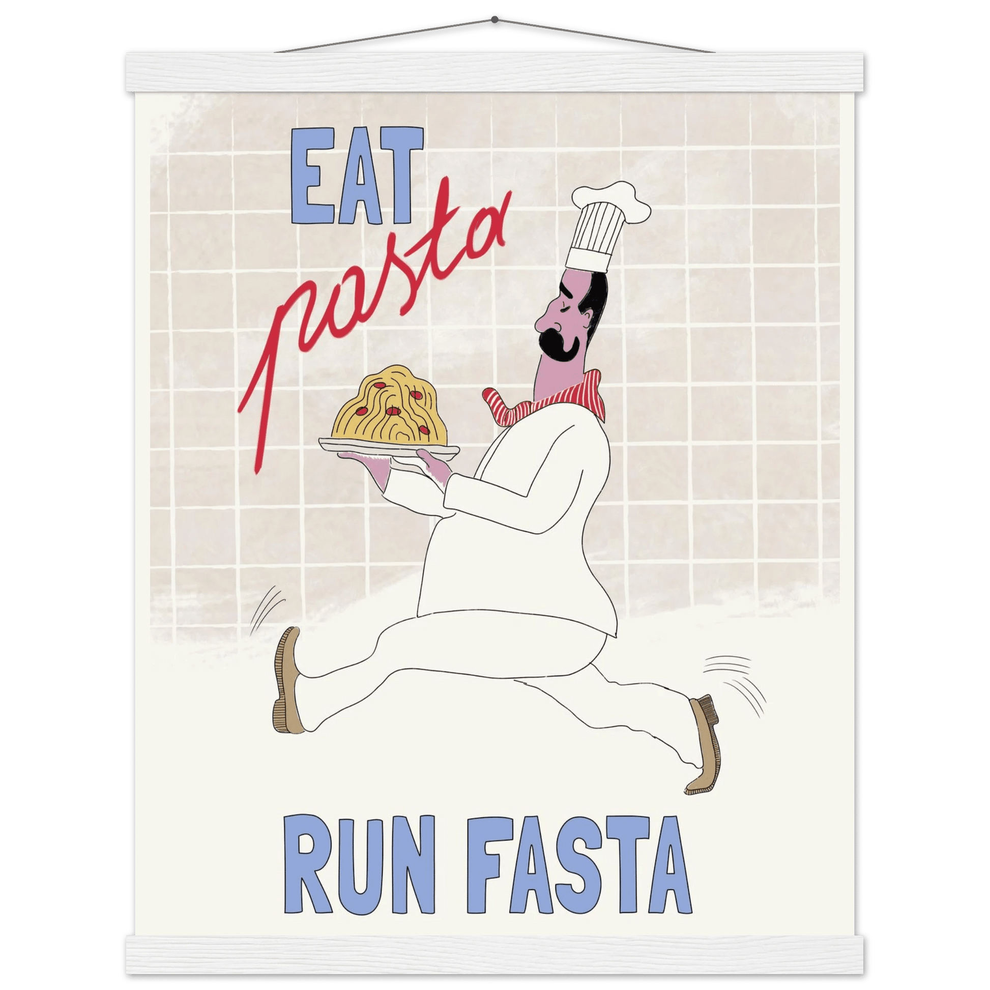 Eat Pasta Run Fasta Poster – Fun Kitchen Wall Art Print (Digital & Printed Options) - Evergreen Posters