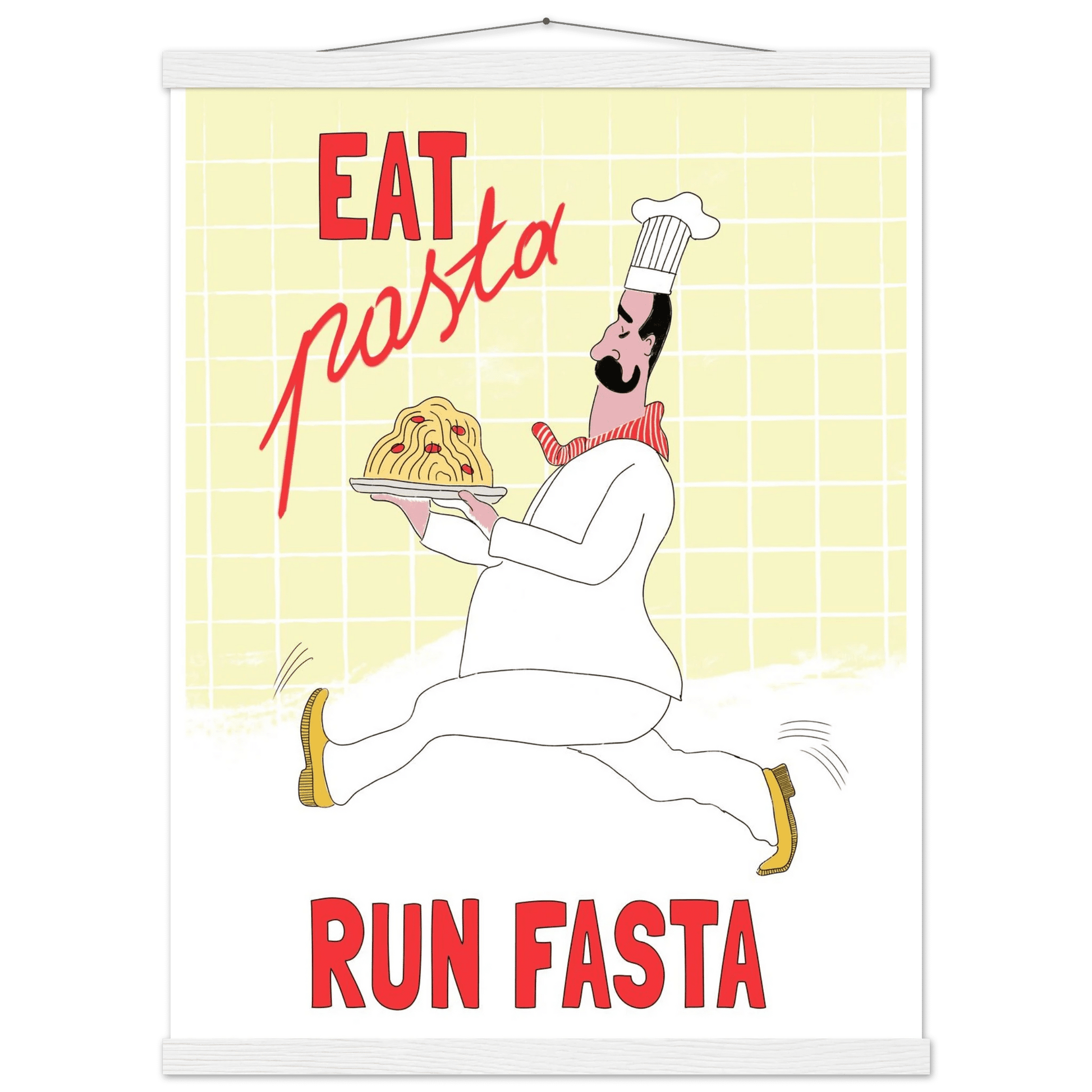 Eat Pasta Run Fasta Poster – Playful Kitchen Wall Art Print (Digital & Printed Options) - Evergreen Posters