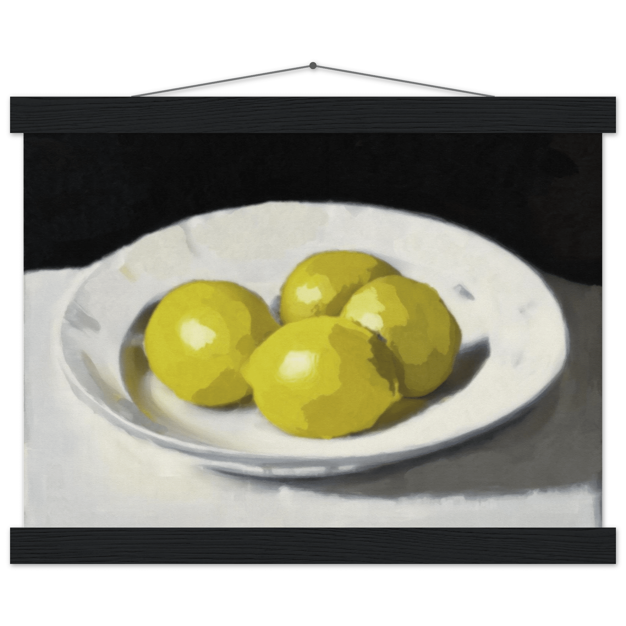 Lemons Print | Three Lemons Oil Painting Wall Art | Kitchen Still Life Poster - Evergreen Posters