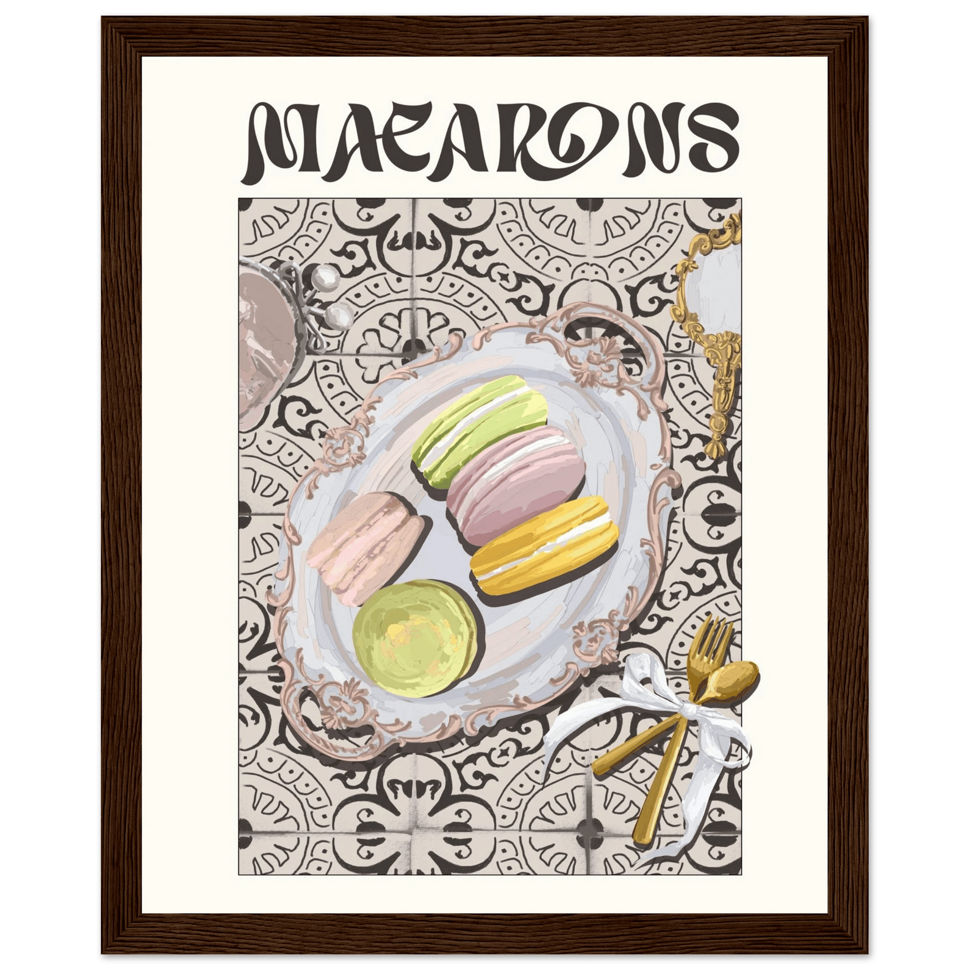 Macarons Poster – Playful French Patisserie Kitchen Wall Art Print (Digital & Printed Options) - Evergreen Posters