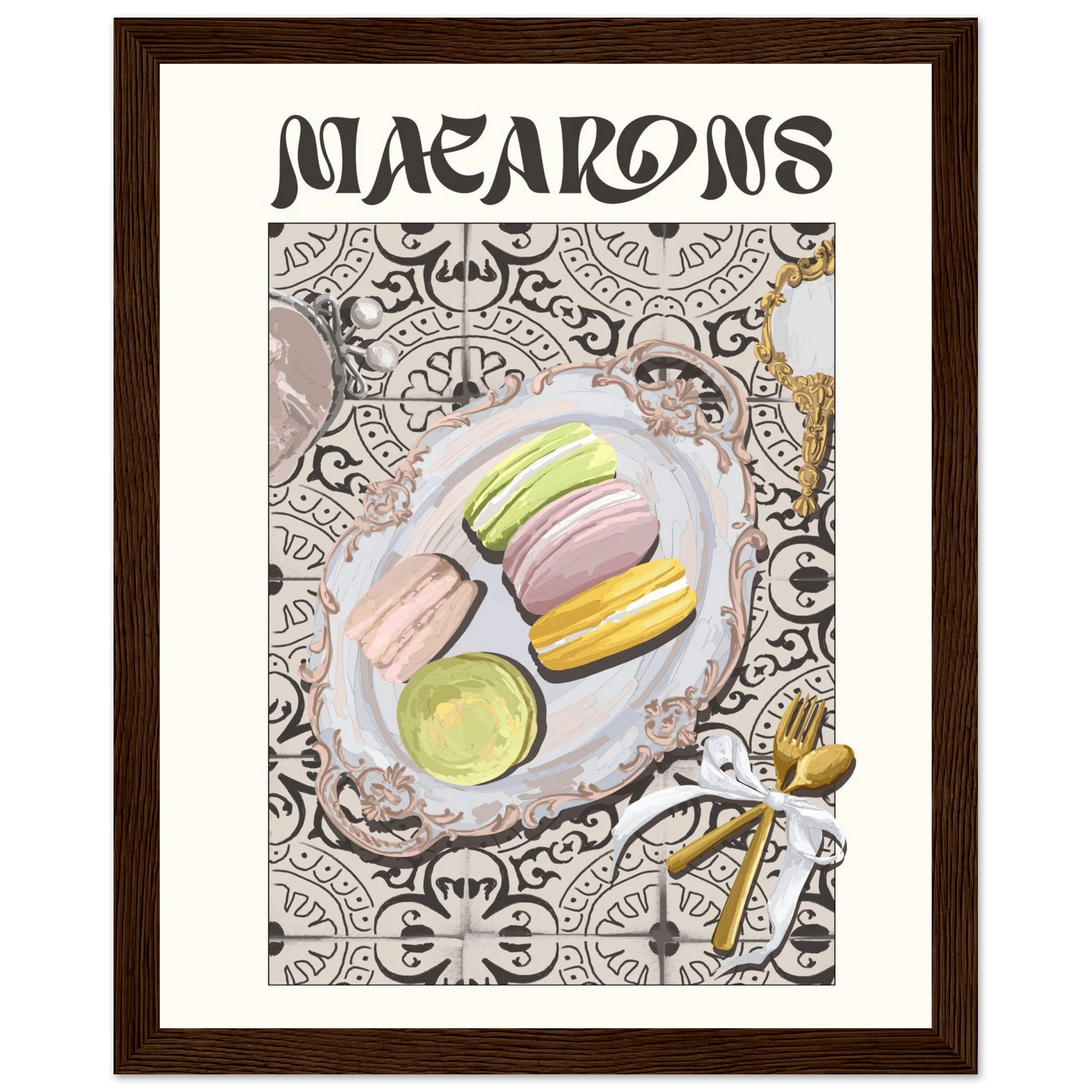 Macarons Poster – Playful French Patisserie Kitchen Wall Art Print (Digital & Printed Options) - Evergreen Posters