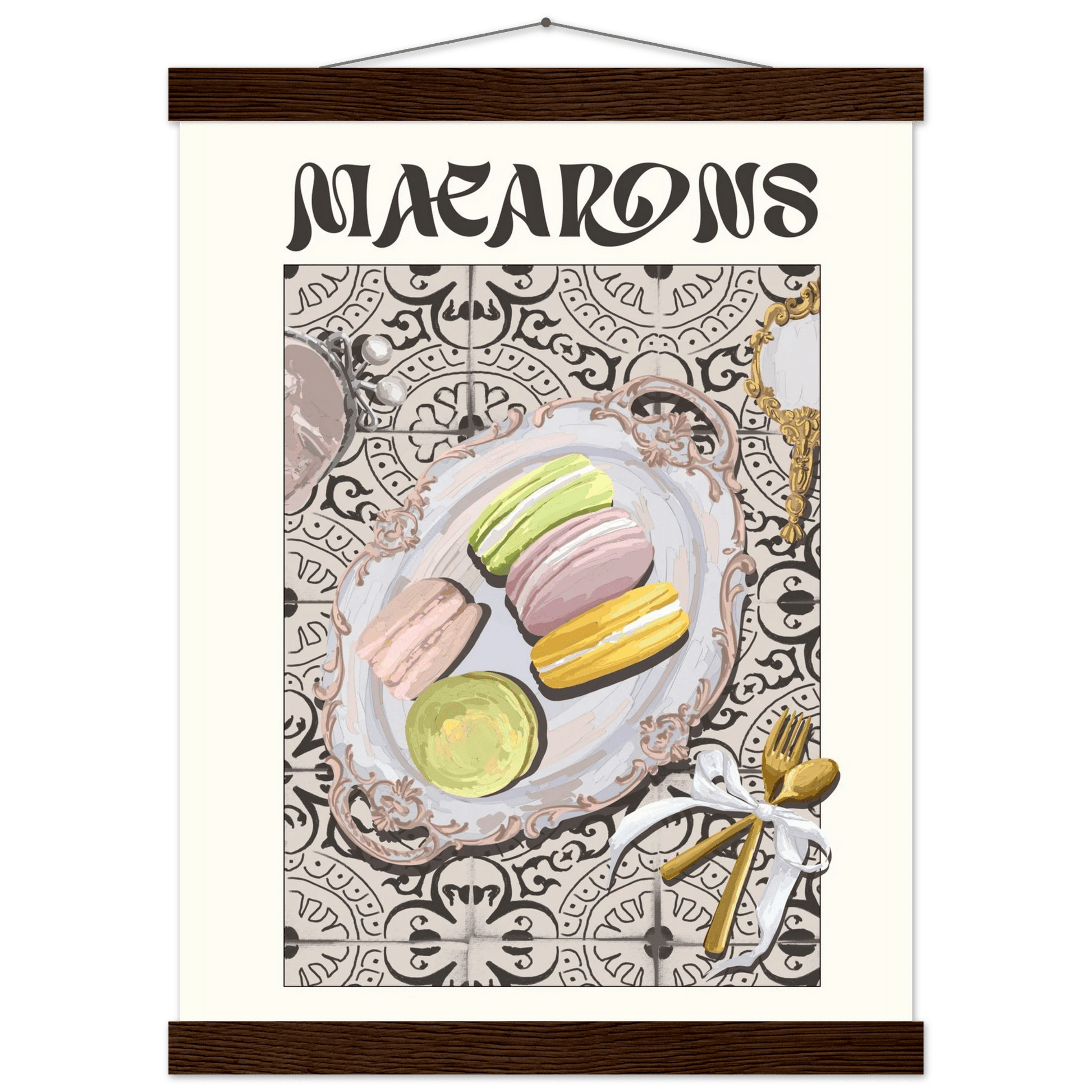 Macarons Poster – Playful French Patisserie Kitchen Wall Art Print (Digital & Printed Options) - Evergreen Posters