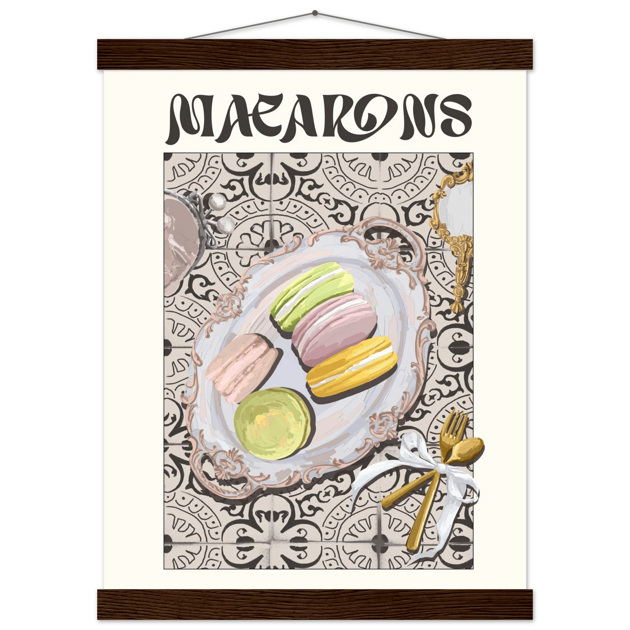 Macarons Poster – Playful French Patisserie Kitchen Wall Art Print (Digital & Printed Options) - Evergreen Posters