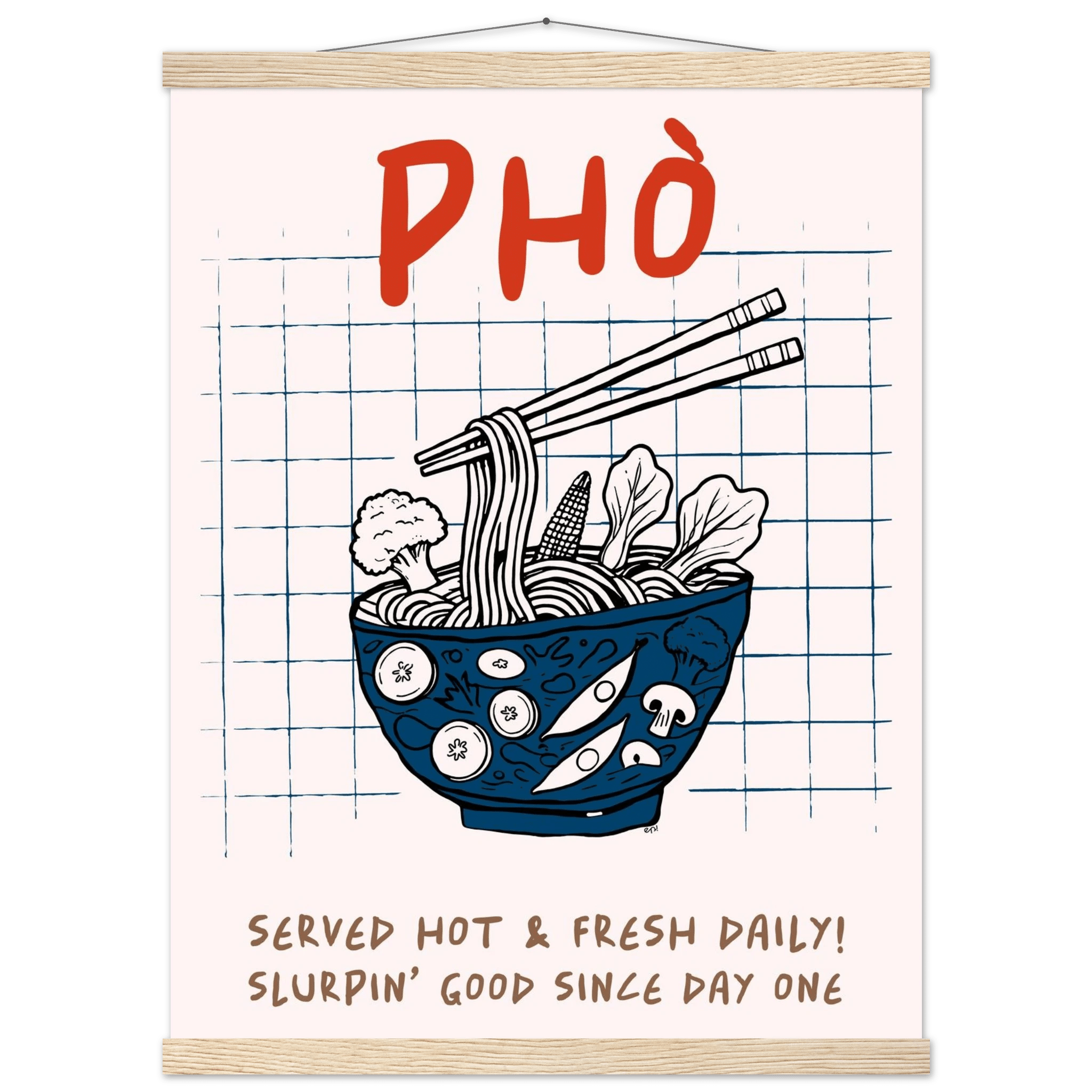 Pho Poster – Slurpin’ Good Vietnamese Kitchen Wall Art Print (Digital & Printed Options) - Evergreen Posters