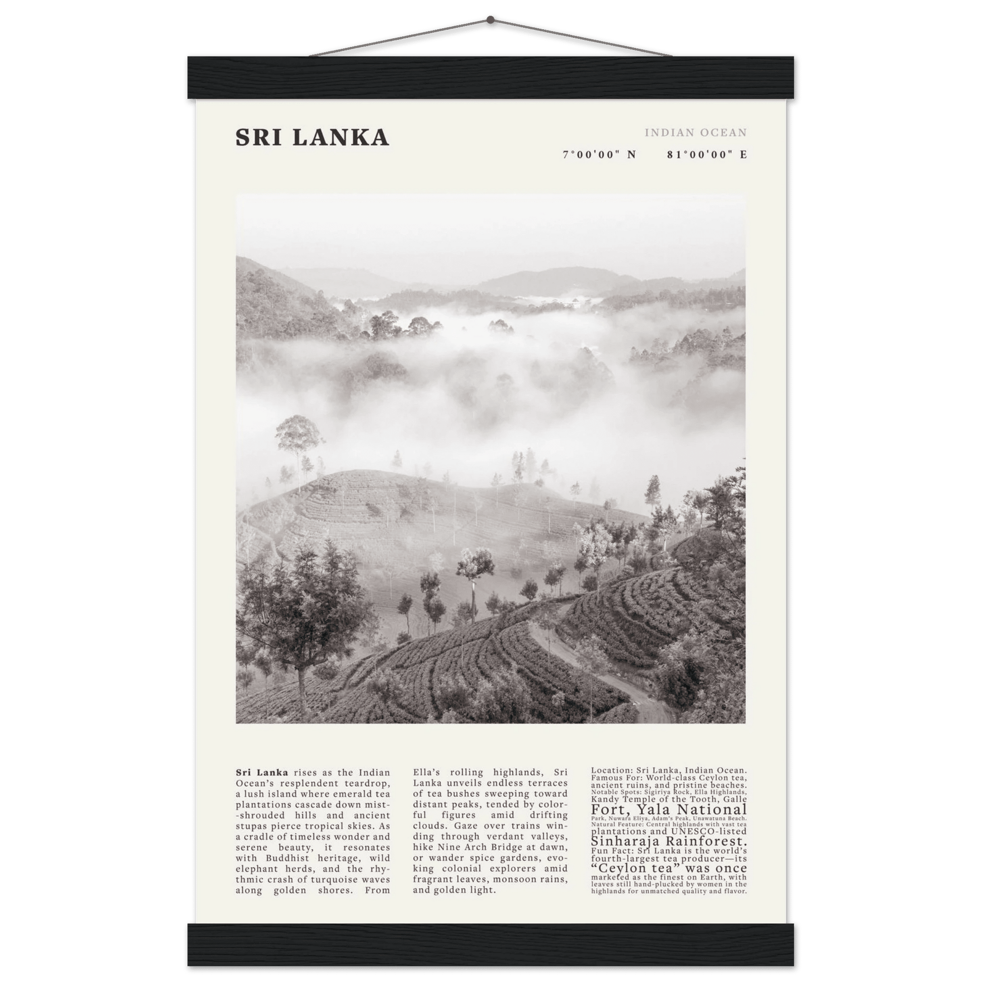 Sri Lanka Poster Black and White – Vintage Ceylon Tea Plantation Print (Digital & Printed Options) - Evergreen Posters