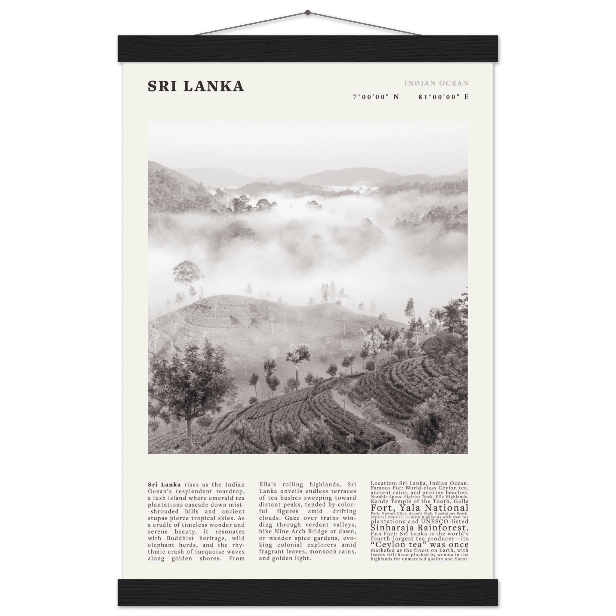 Sri Lanka Poster Black and White – Vintage Ceylon Tea Plantation Print (Digital & Printed Options) - Evergreen Posters