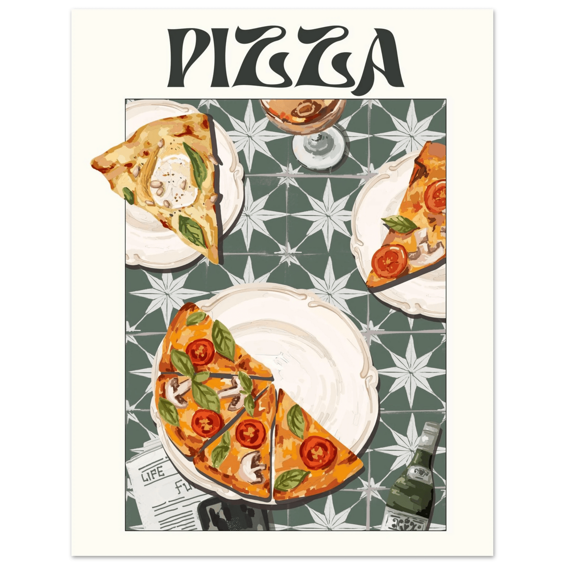 Pizza Poster – Playful Italian Kitchen Wall Art Print (Digital & Printed Options) - Evergreen Posters