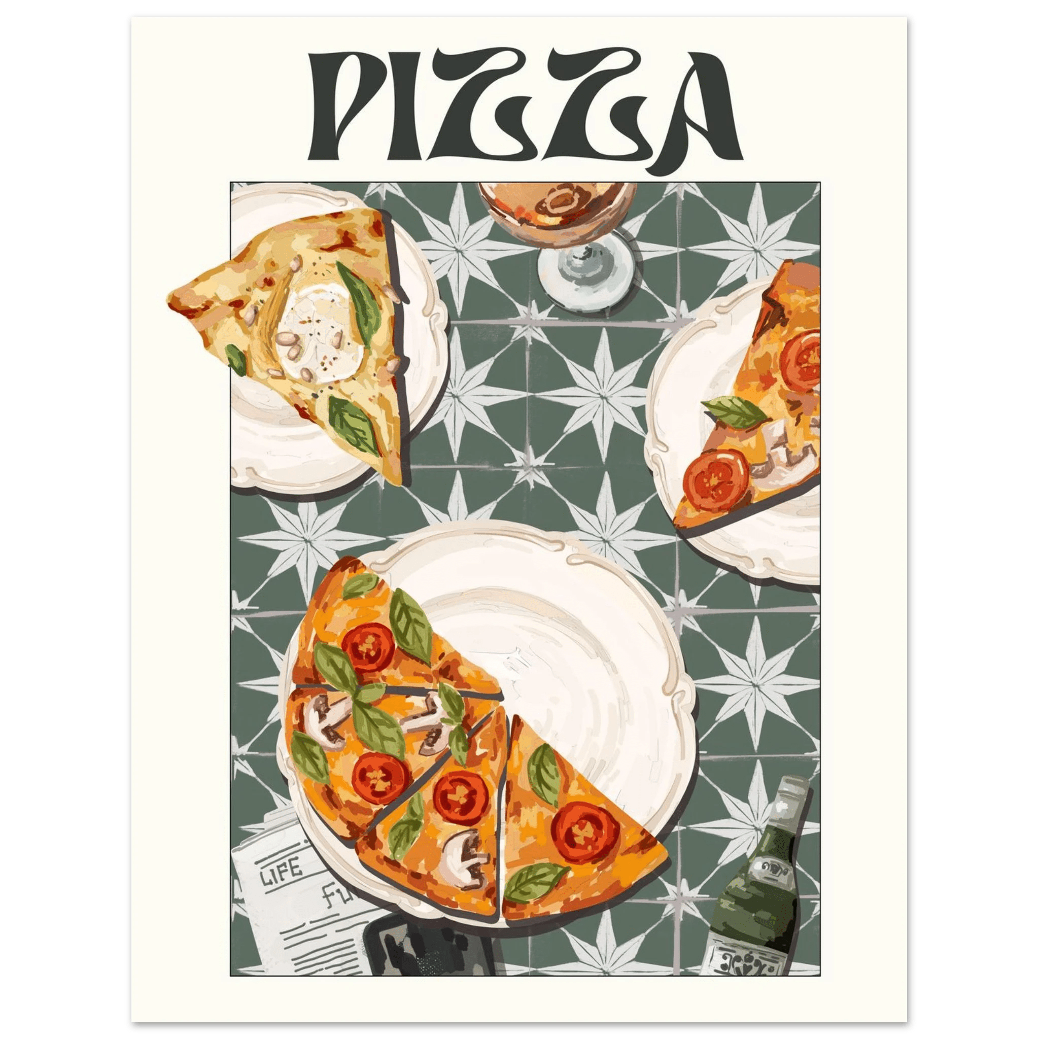 Pizza Poster – Playful Italian Kitchen Wall Art Print (Digital & Printed Options) - Evergreen Posters