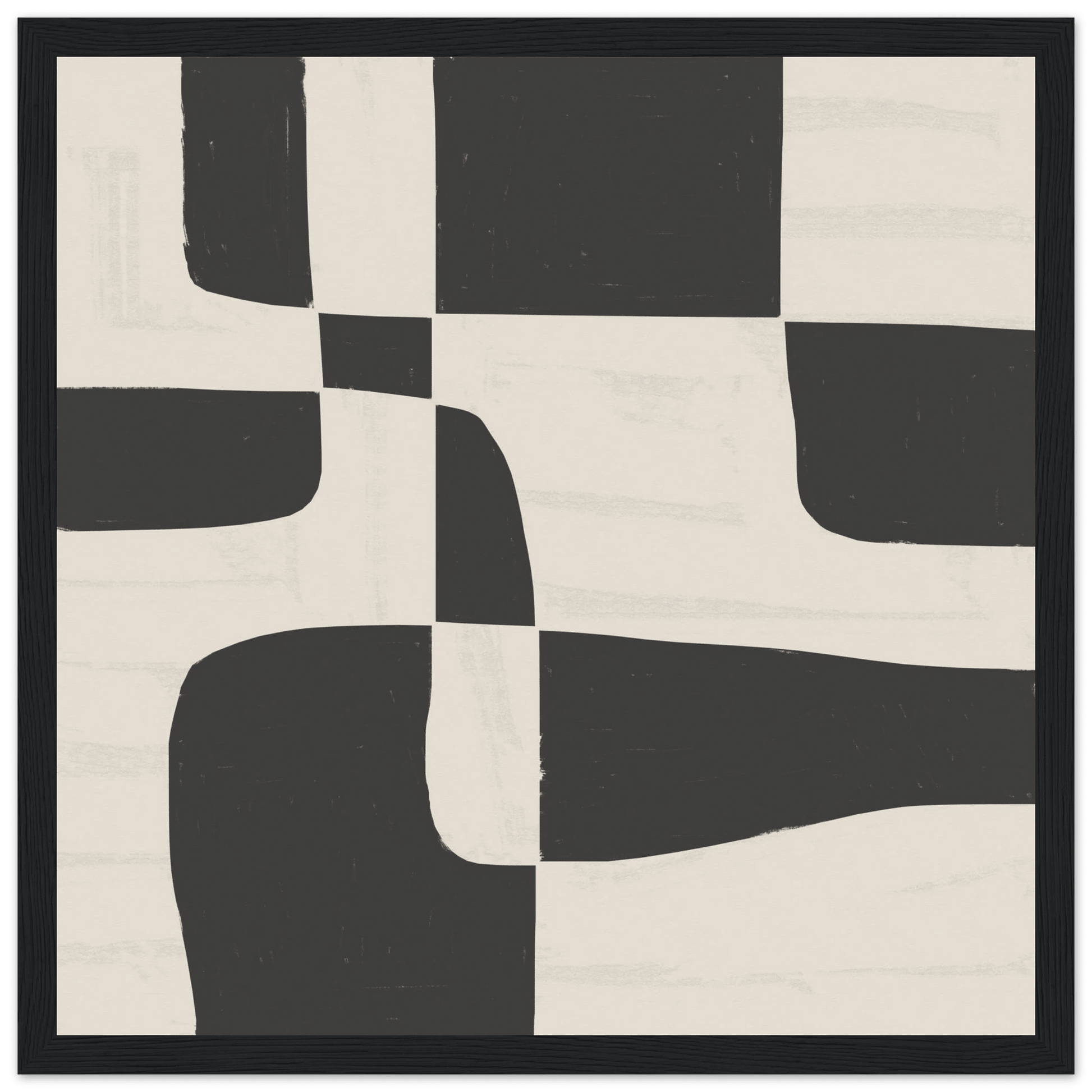 Black & White Abstract Poster | Minimalist Geometric Wall Art | Modern Living Room Print - Evergreen Posters