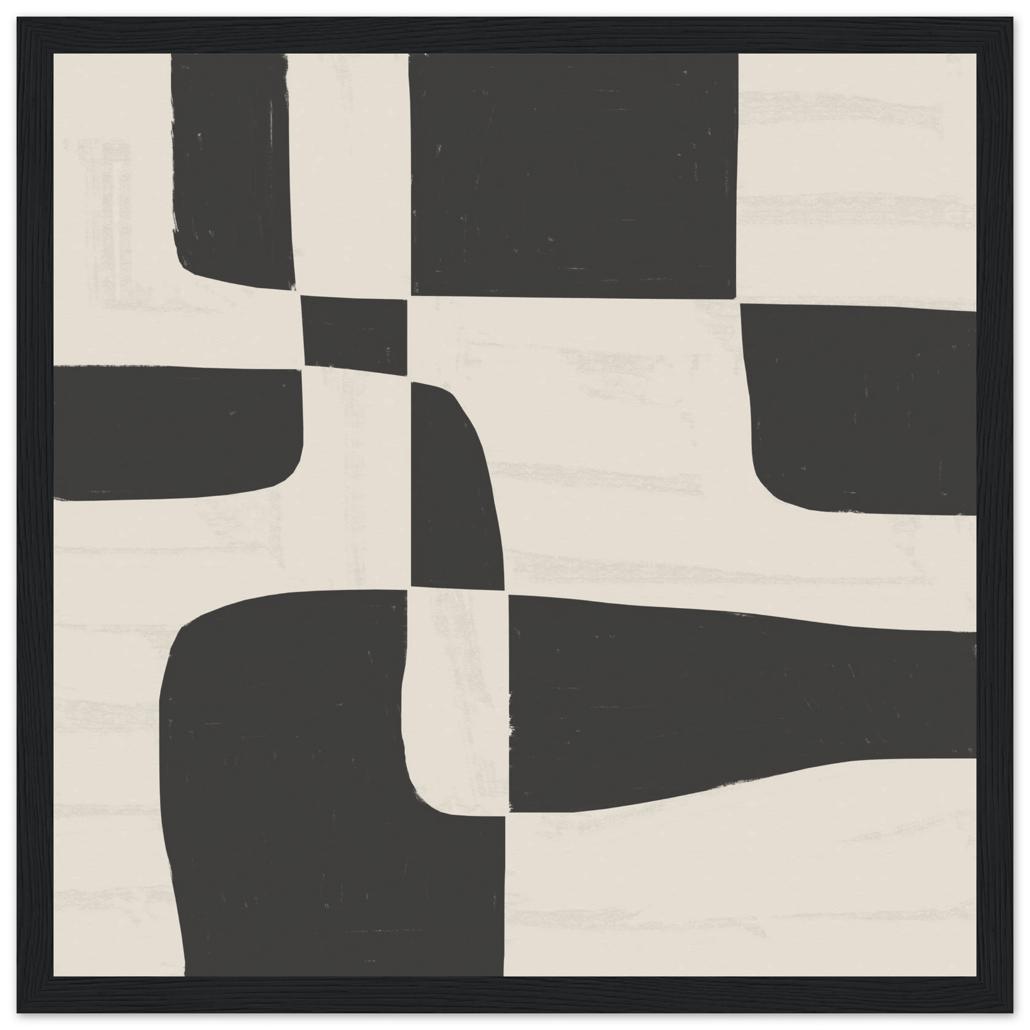Black & White Abstract Poster | Minimalist Geometric Wall Art | Modern Living Room Print - Evergreen Posters