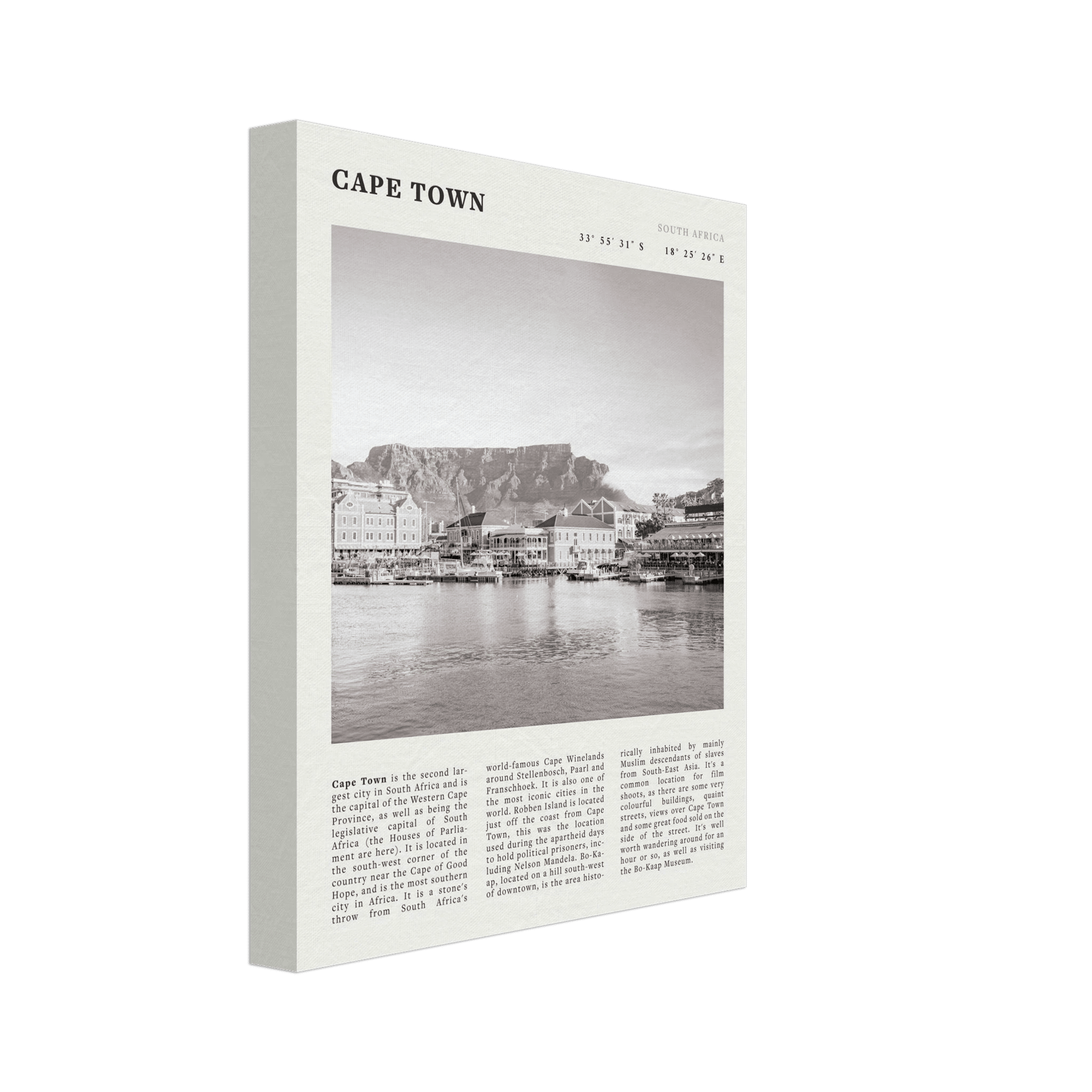 Cape Town Poster | Black & White Table Mountain Wall Art | South Africa Travel Print - Evergreen Posters