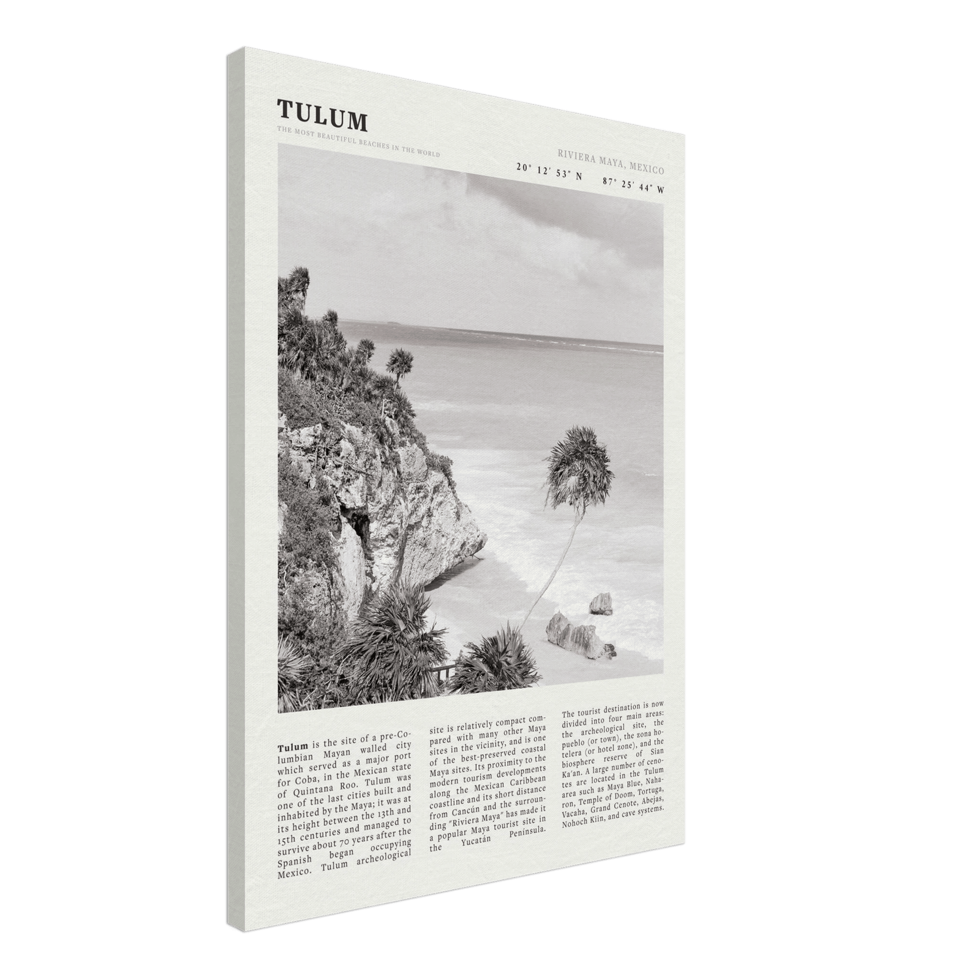 Tulum Poster | Black & White Riviera Maya Mexico Wall Art | Beach Travel Print - Evergreen Posters