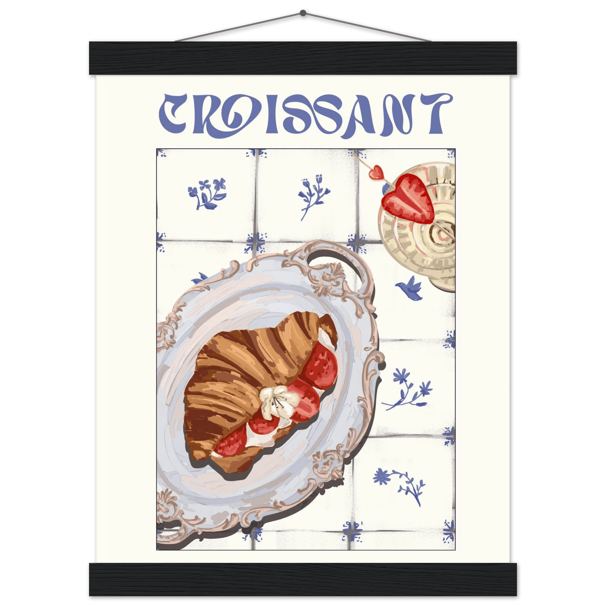 Croissant Poster – Charming French Breakfast Kitchen Wall Art Print (Digital & Printed Options) - Evergreen Posters