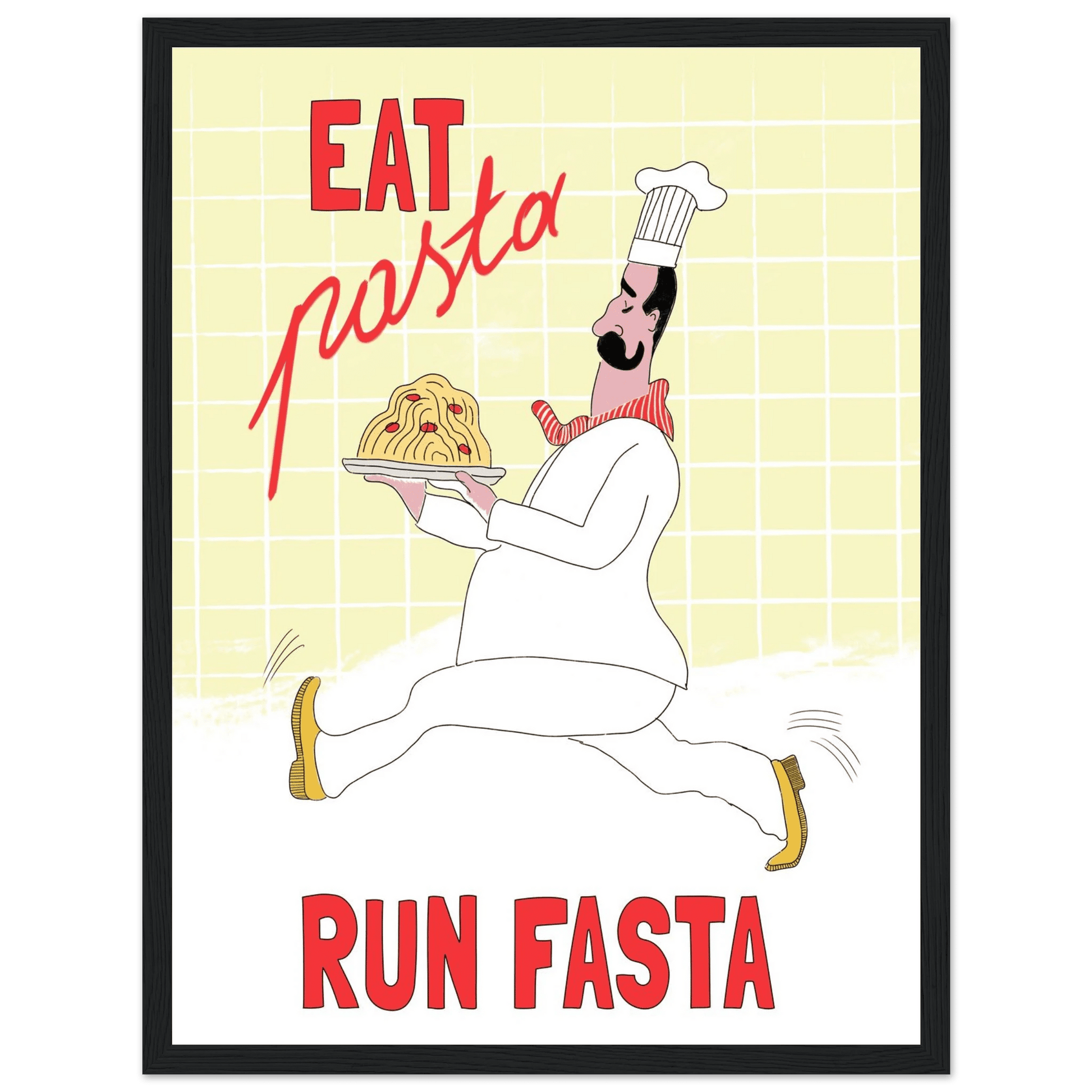 Eat Pasta Run Fasta Poster – Playful Kitchen Wall Art Print (Digital & Printed Options) - Evergreen Posters