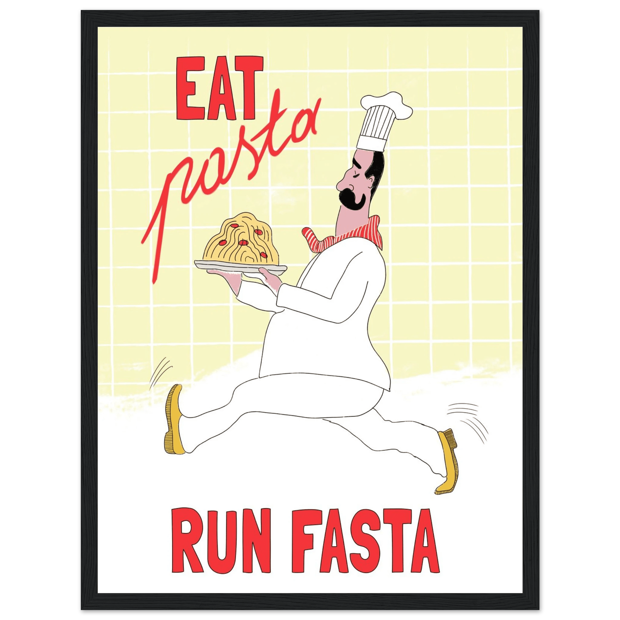 Eat Pasta Run Fasta Poster – Playful Kitchen Wall Art Print (Digital & Printed Options) - Evergreen Posters