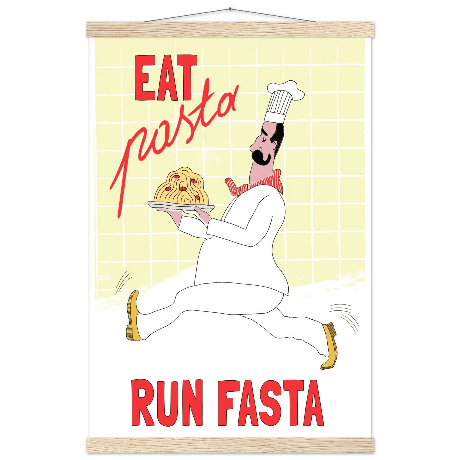 Eat Pasta Run Fasta Poster – Playful Kitchen Wall Art Print (Digital & Printed Options) - Evergreen Posters
