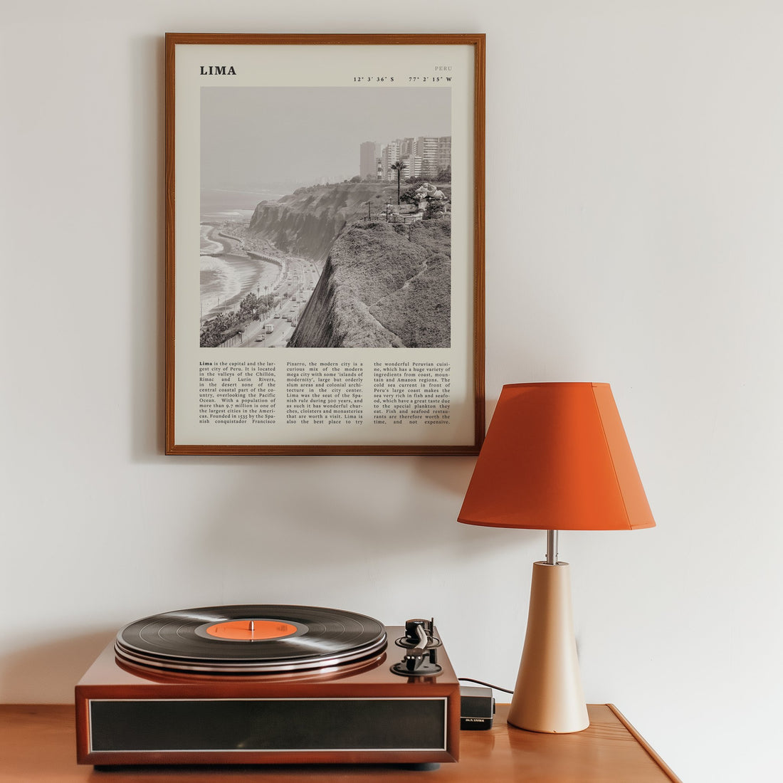 Lima Poster | Black & White Peru Coastal Wall Art | South America Travel Print - Evergreen Posters