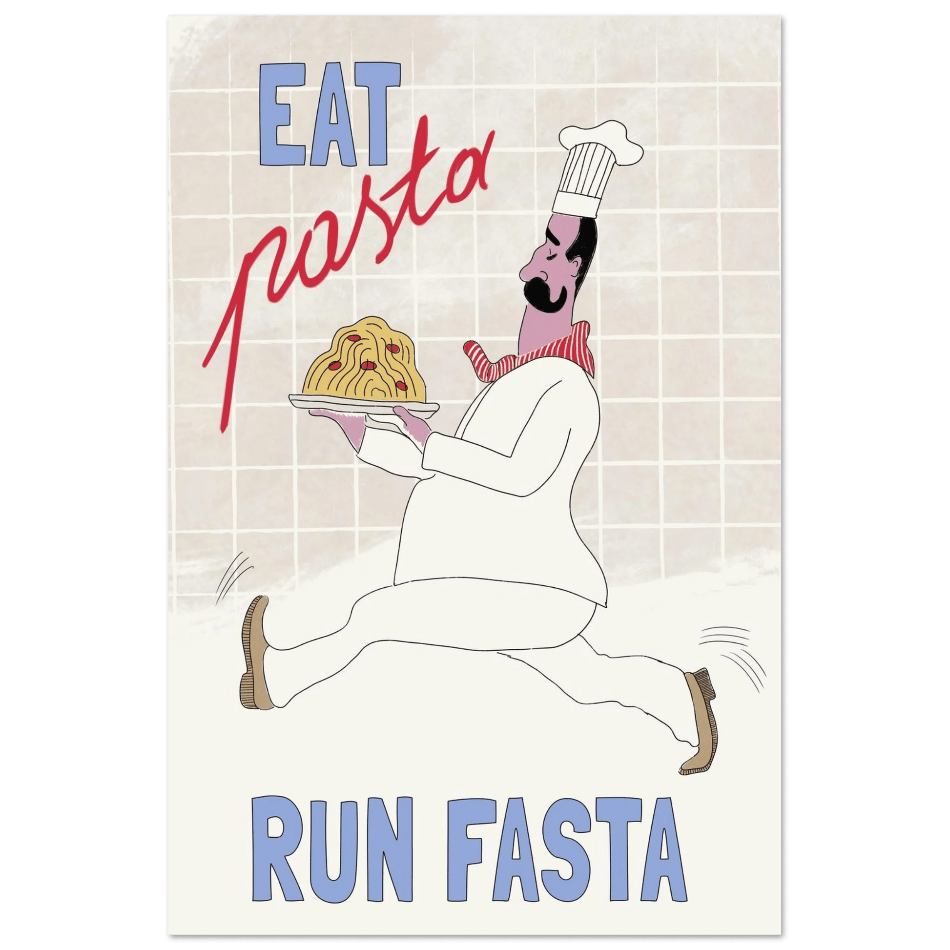 Eat Pasta Run Fasta Poster – Fun Kitchen Wall Art Print (Digital & Printed Options) - Evergreen Posters