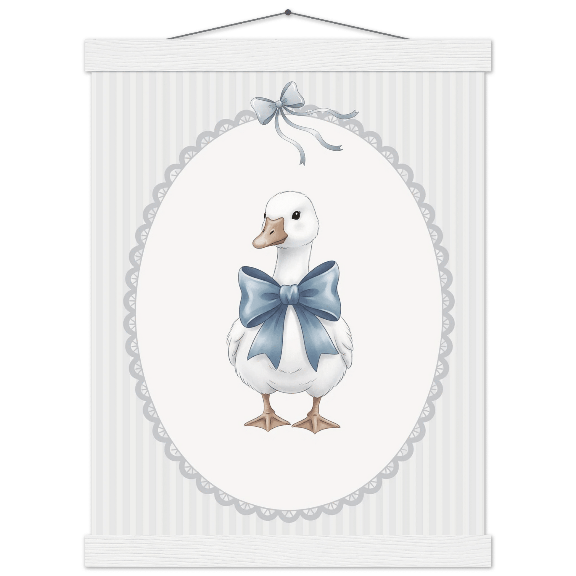 Blue Bow Duck Nursery Poster – Sweet Baby Room Wall Art Print - Evergreen Posters