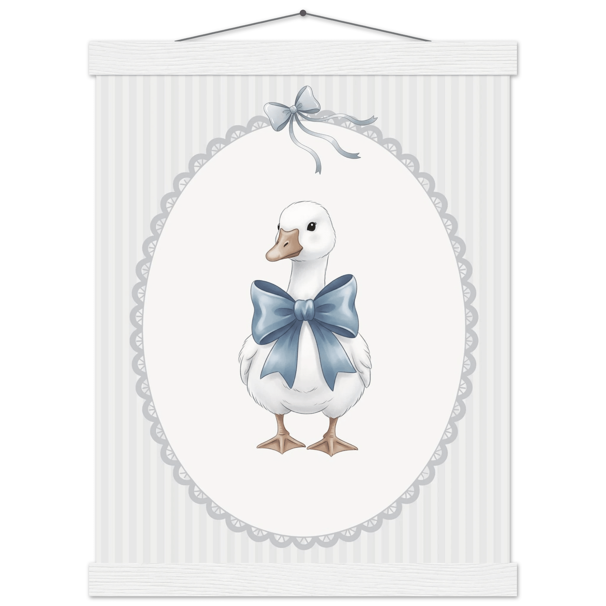 Blue Bow Duck Nursery Poster – Sweet Baby Room Wall Art Print - Evergreen Posters