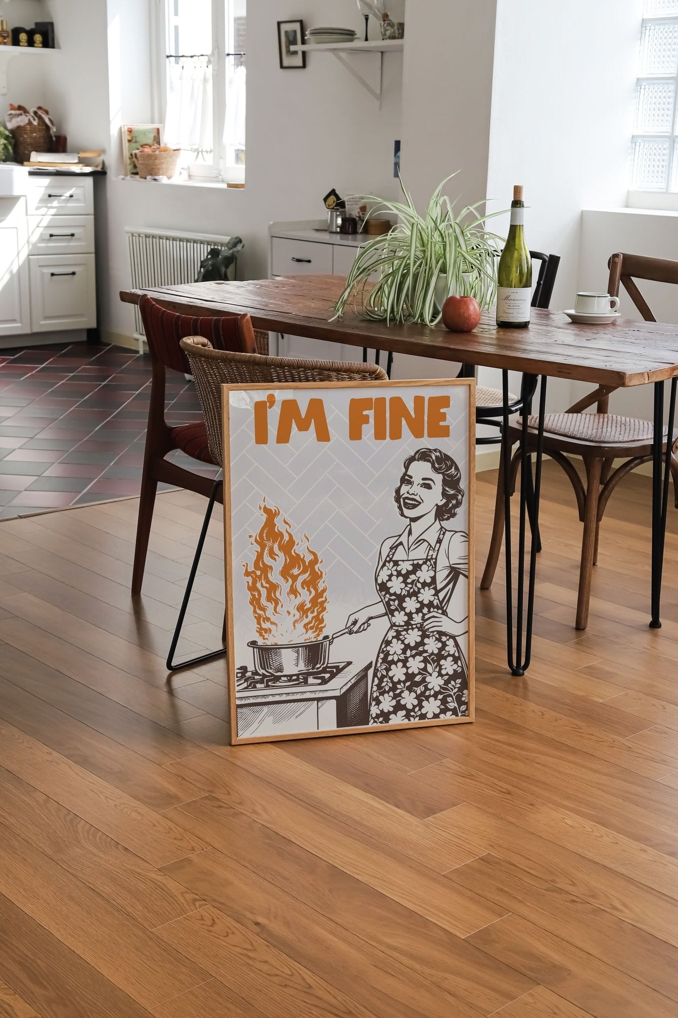 I'm Fine Poster – Funny Retro Kitchen Wall Art Print (Digital & Printed Options) - Evergreen Posters