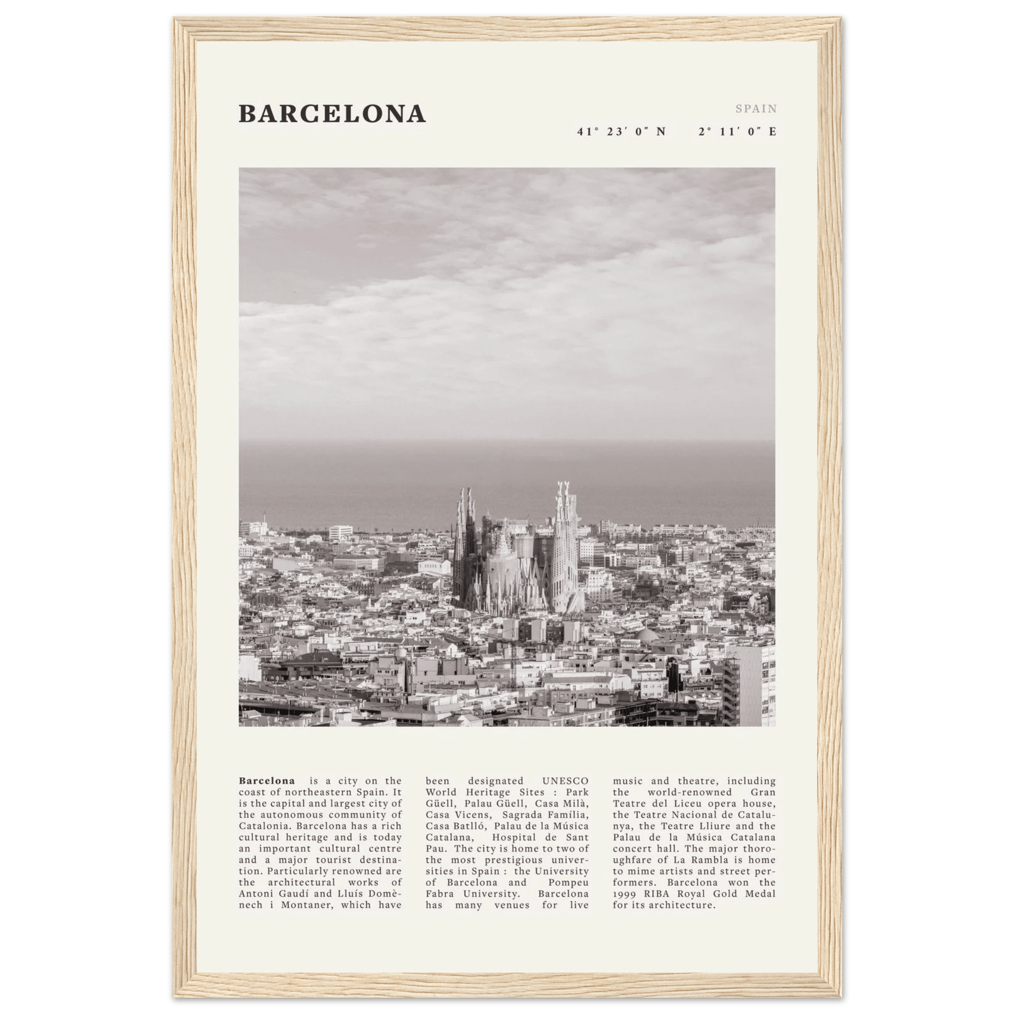 Barcelona Poster | Black & White Sagrada Familia Wall Art | Spain Travel Print - Evergreen Posters