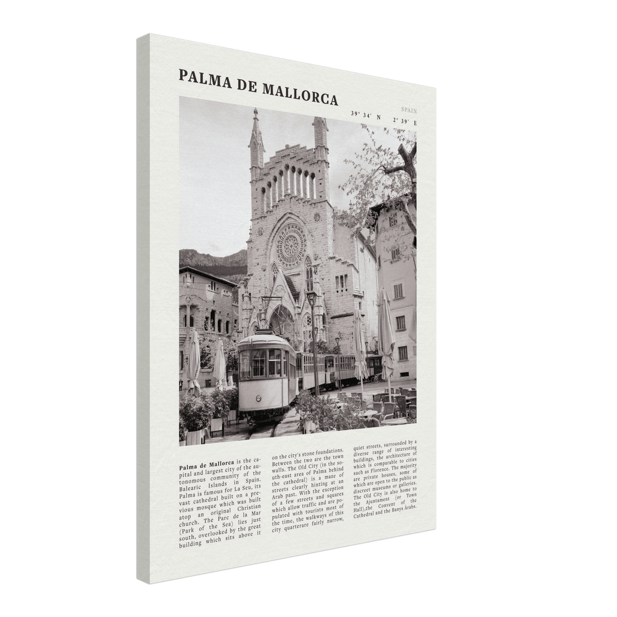 Palma de Mallorca Poster | Black & White Spain Wall Art | Travel Print | Mediterranean Decor - Evergreen Posters