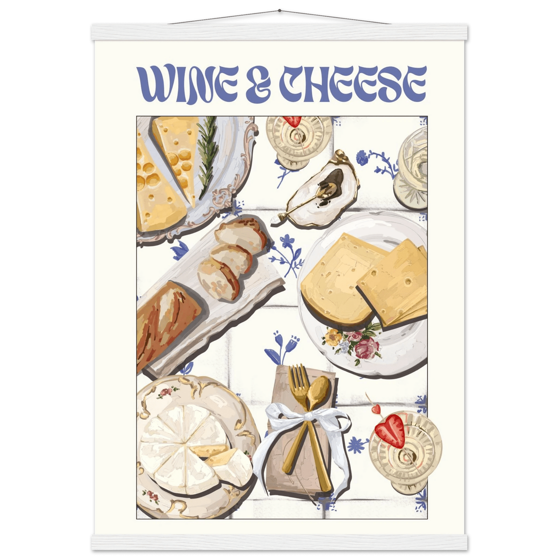 Wine & Cheese Poster – Elegant Kitchen & Dining Wall Art Print (Digital & Printed Options) - Evergreen Posters