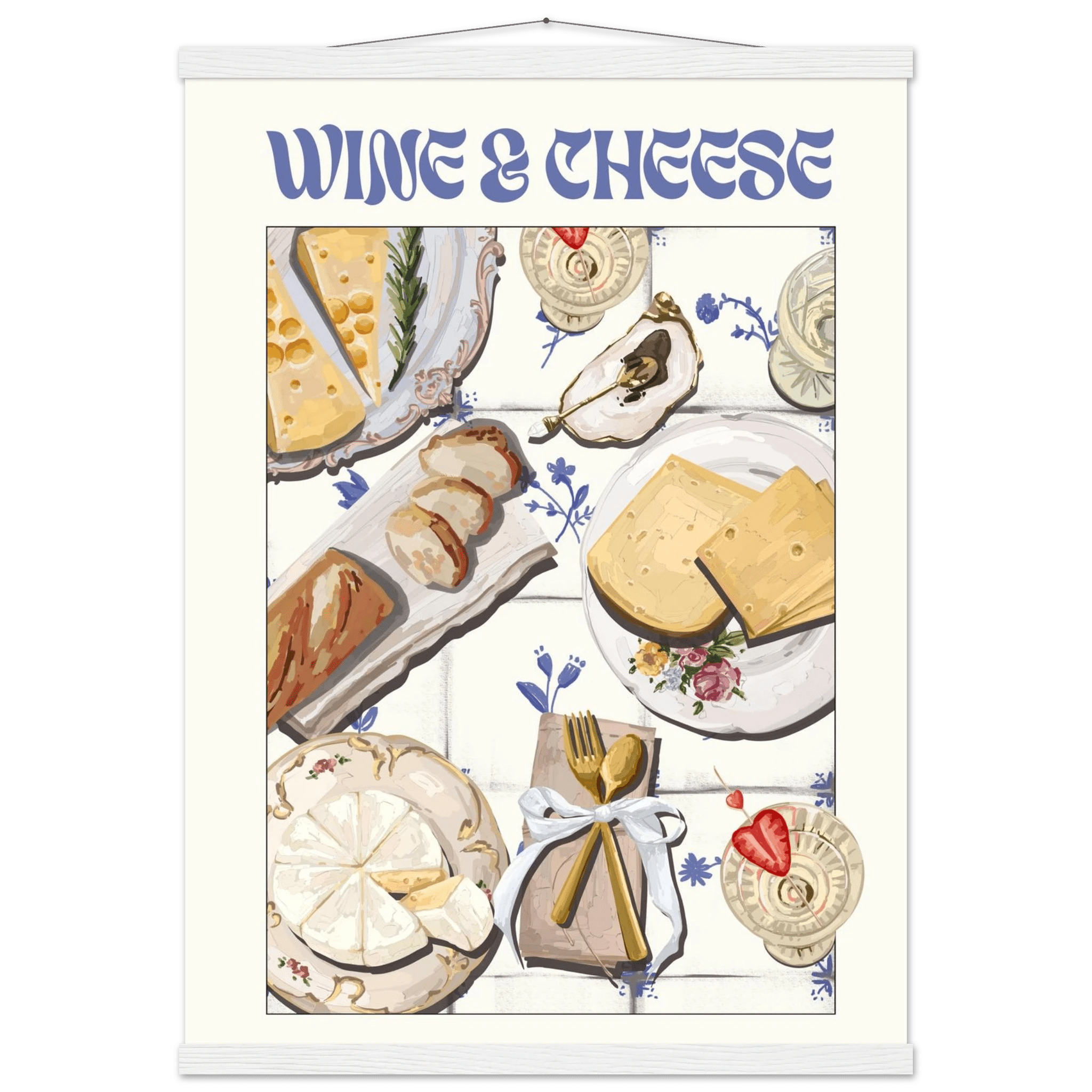 Wine & Cheese Poster – Elegant Kitchen & Dining Wall Art Print (Digital & Printed Options) - Evergreen Posters