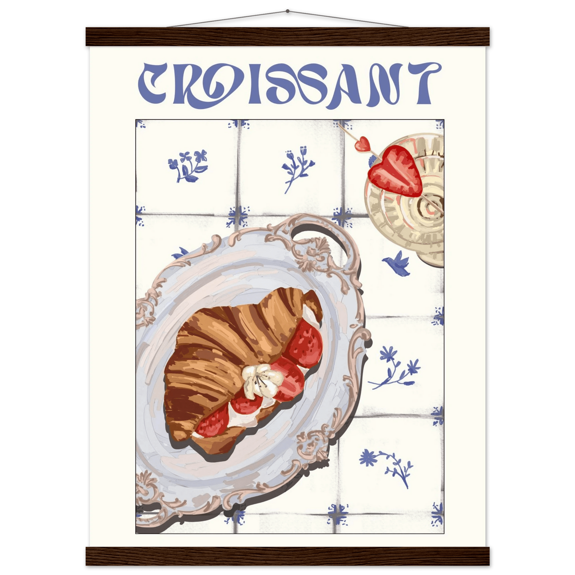 Croissant Poster – Charming French Breakfast Kitchen Wall Art Print (Digital & Printed Options) - Evergreen Posters
