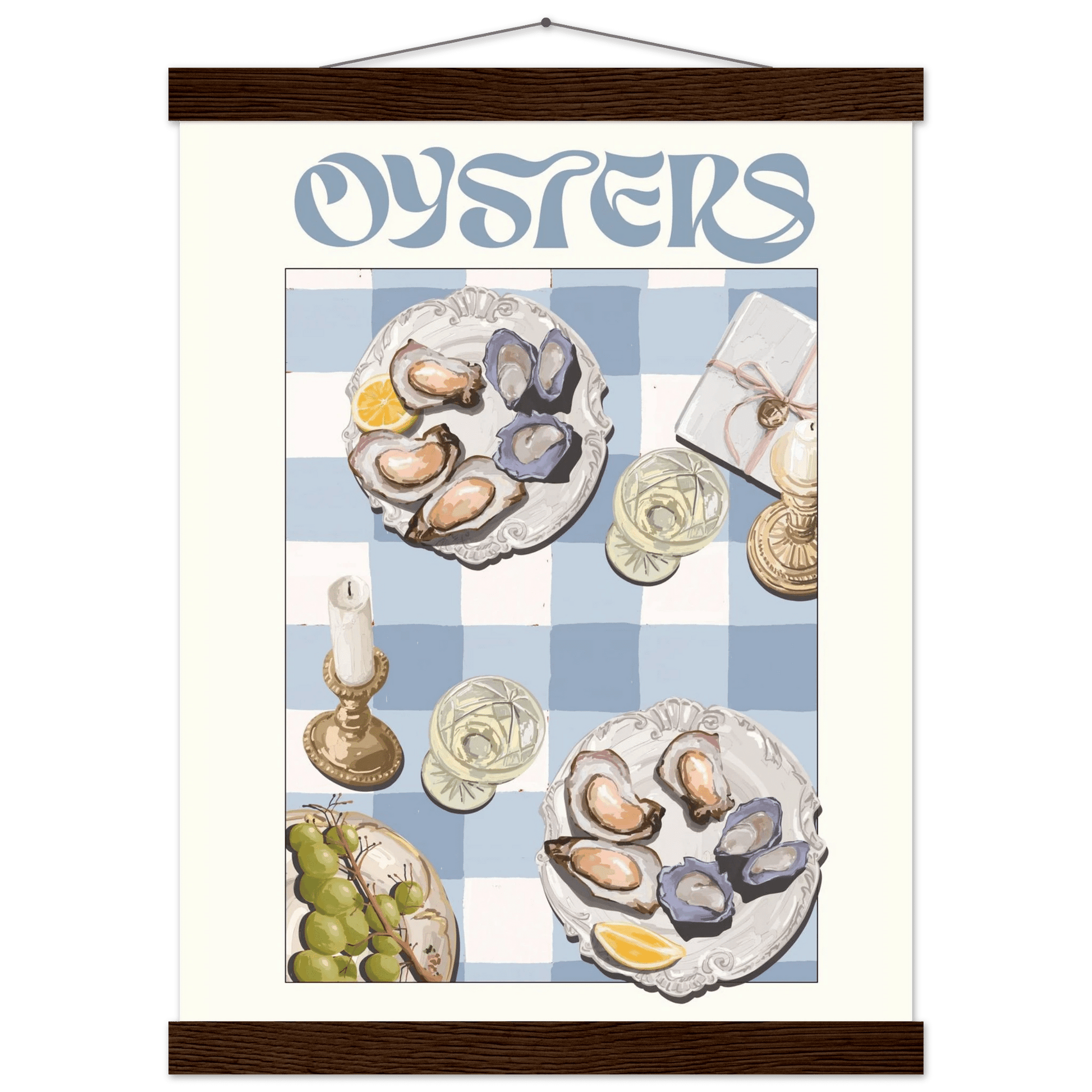 Oysters Poster – Playful Seafood Kitchen Wall Art Print (Digital & Printed Options) - Evergreen Posters