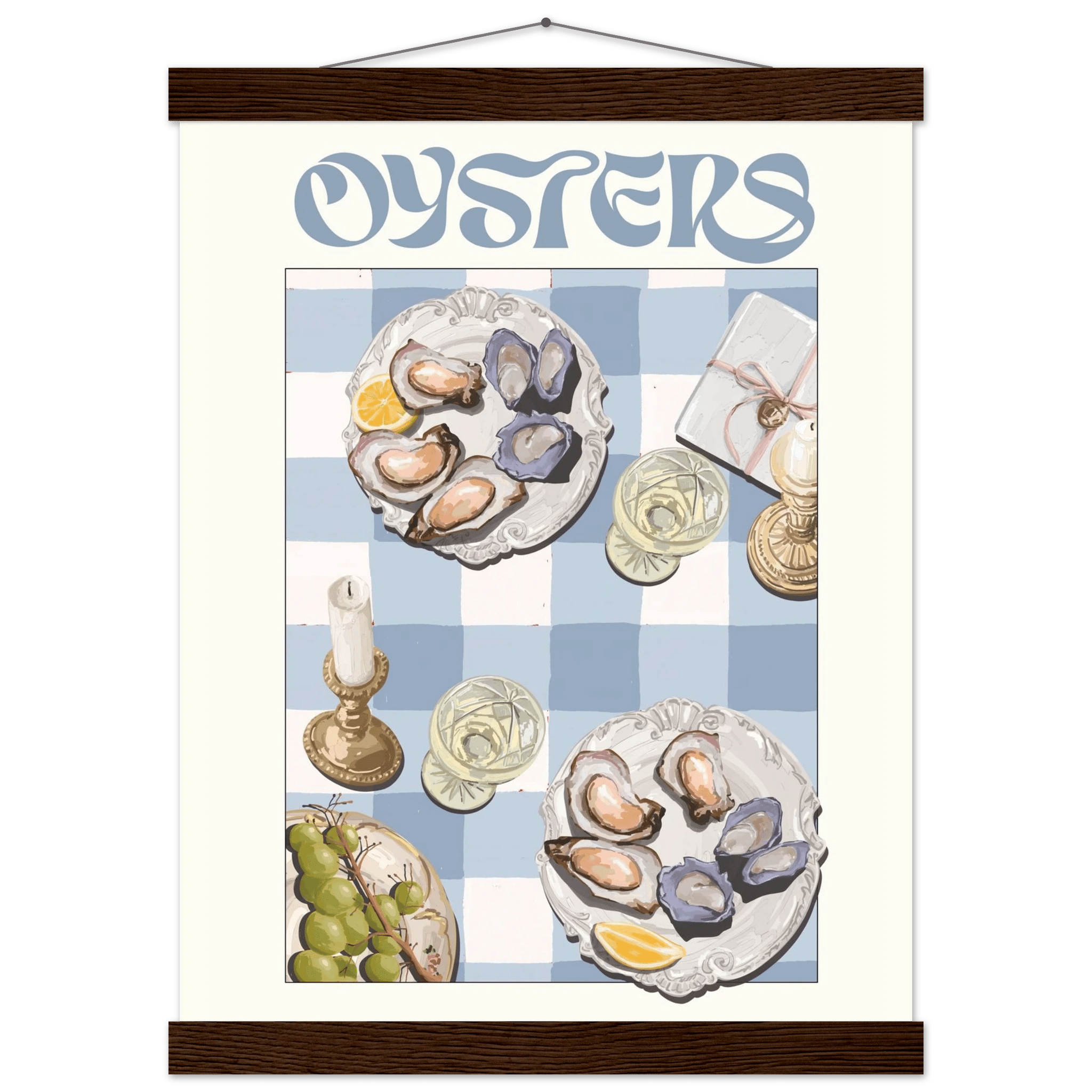 Oysters Poster – Playful Seafood Kitchen Wall Art Print (Digital & Printed Options) - Evergreen Posters