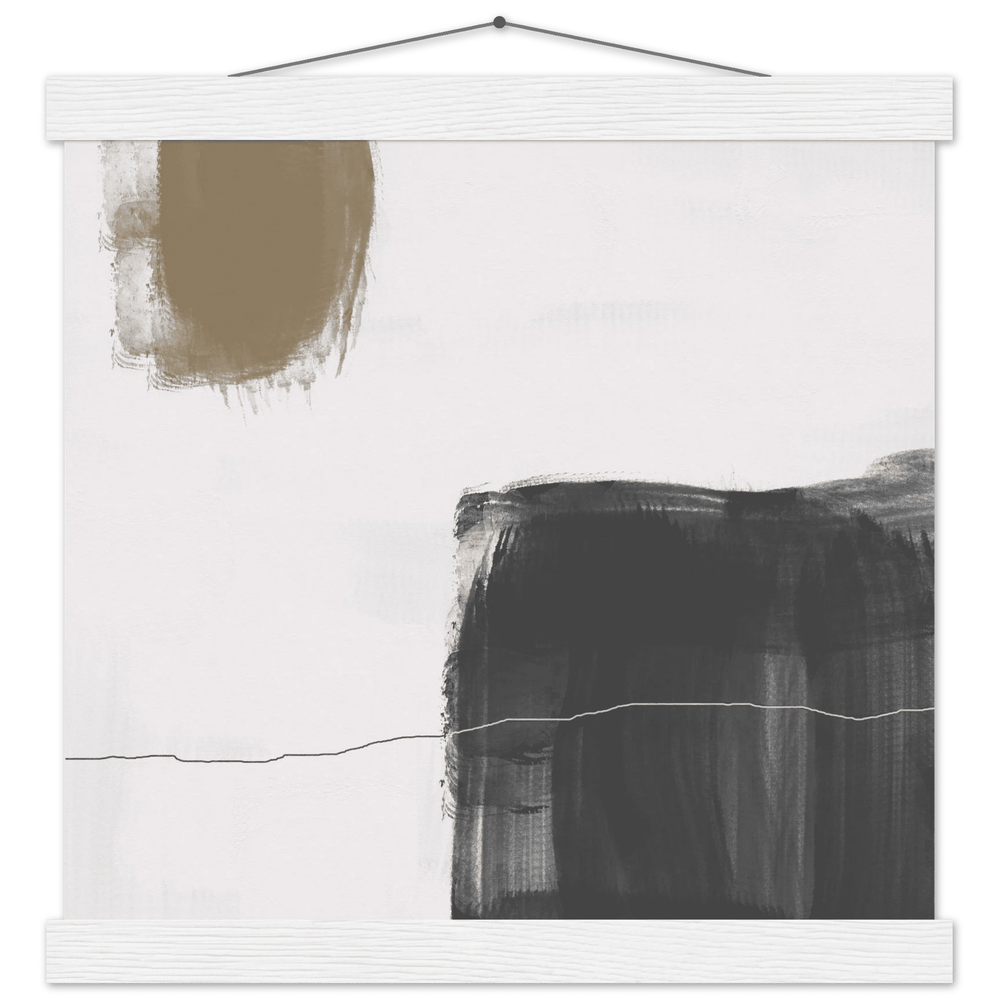 Olive & Black Brushstroke Abstract Poster | Minimalist Square Wall Art | Modern Decor - Evergreen Posters