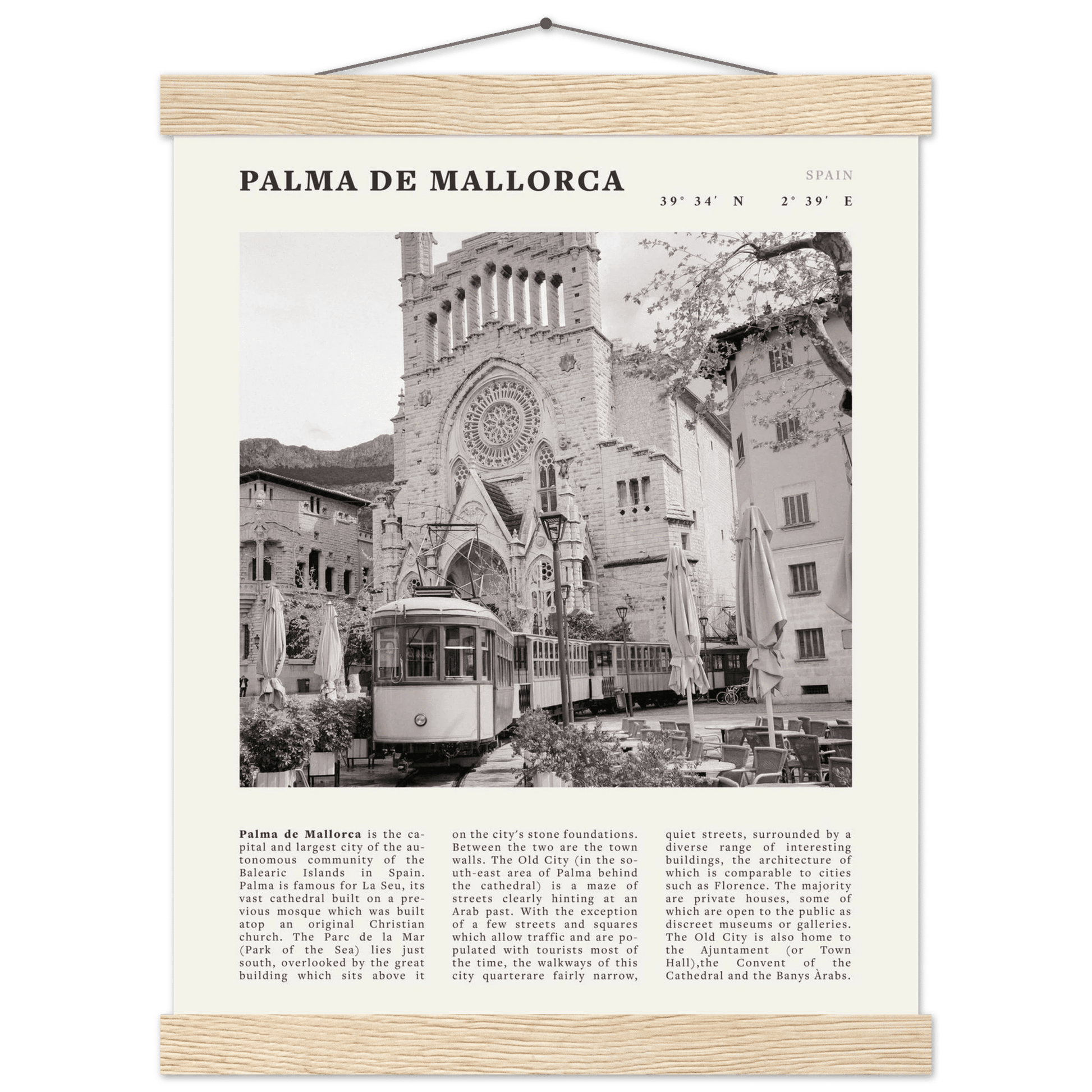 Palma de Mallorca Poster | Black & White Spain Wall Art | Travel Print | Mediterranean Decor - Evergreen Posters