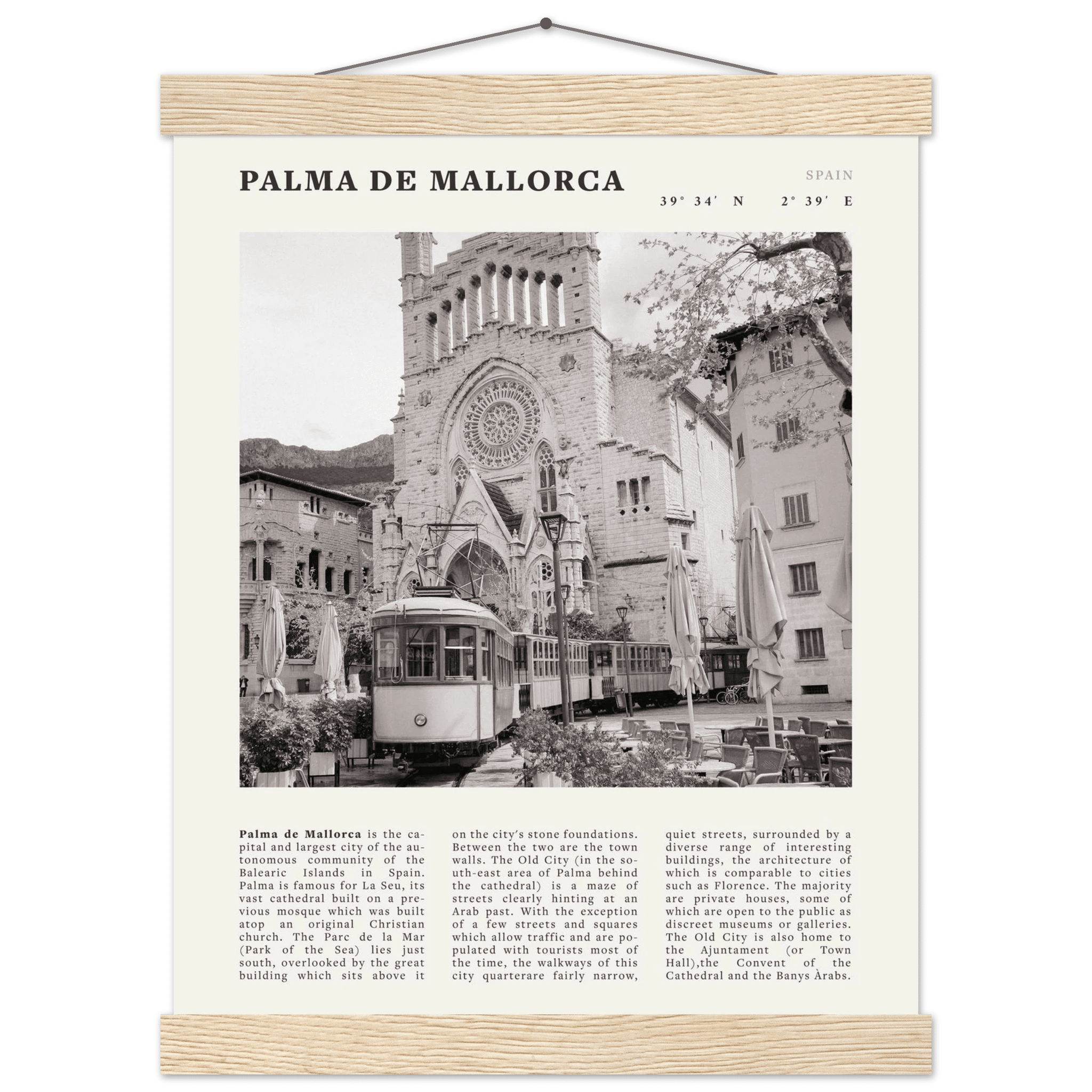 Palma de Mallorca Poster | Black & White Spain Wall Art | Travel Print | Mediterranean Decor - Evergreen Posters