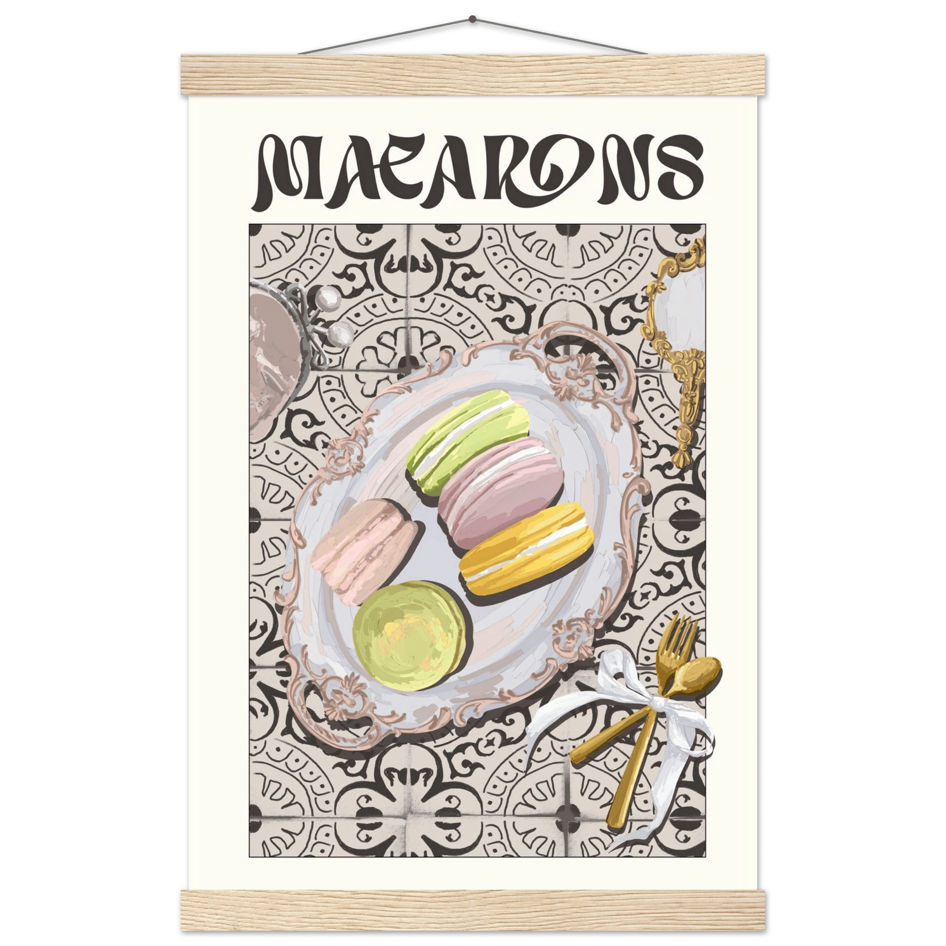 Macarons Poster – Playful French Patisserie Kitchen Wall Art Print (Digital & Printed Options) - Evergreen Posters