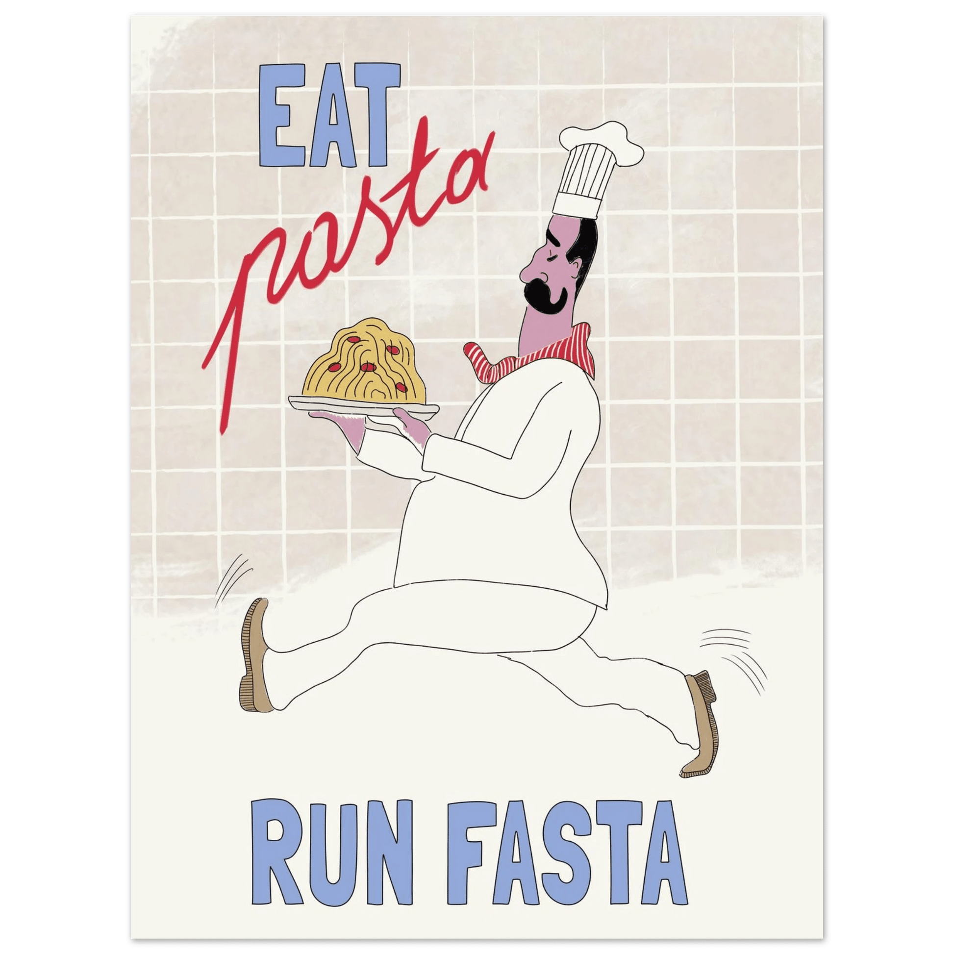 Eat Pasta Run Fasta Poster – Fun Kitchen Wall Art Print (Digital & Printed Options) - Evergreen Posters