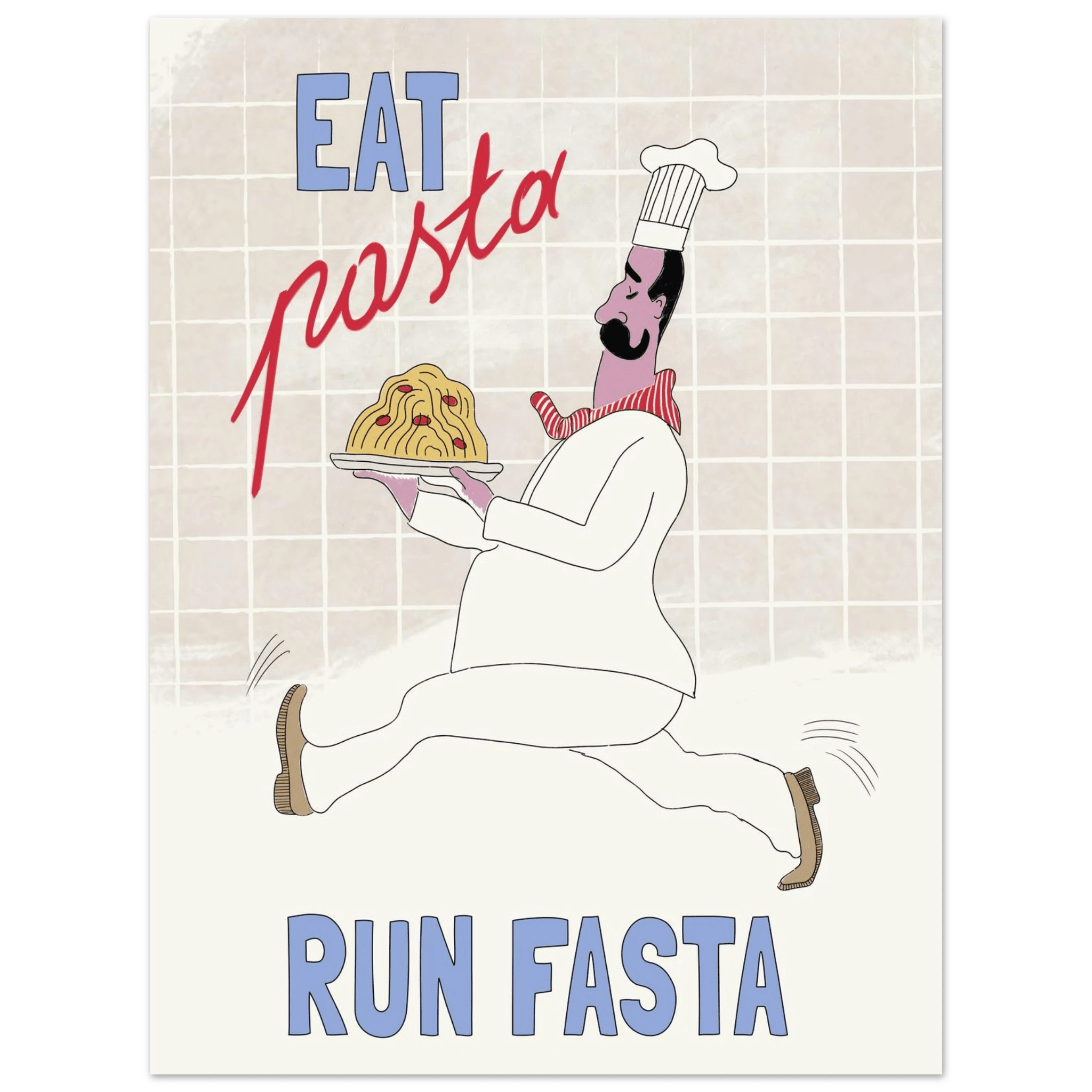 Eat Pasta Run Fasta Poster – Fun Kitchen Wall Art Print (Digital & Printed Options) - Evergreen Posters