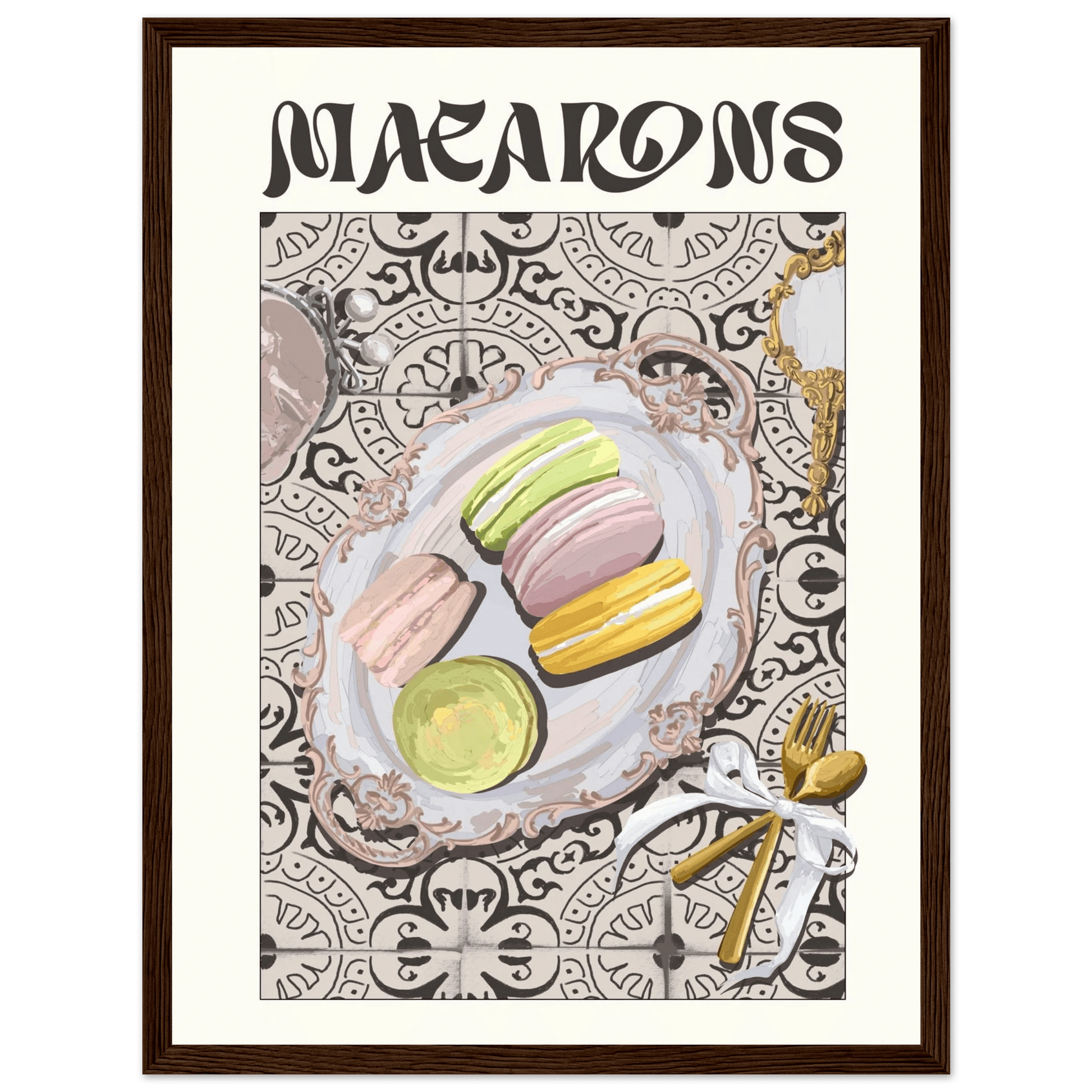 Macarons Poster – Playful French Patisserie Kitchen Wall Art Print (Digital & Printed Options) - Evergreen Posters