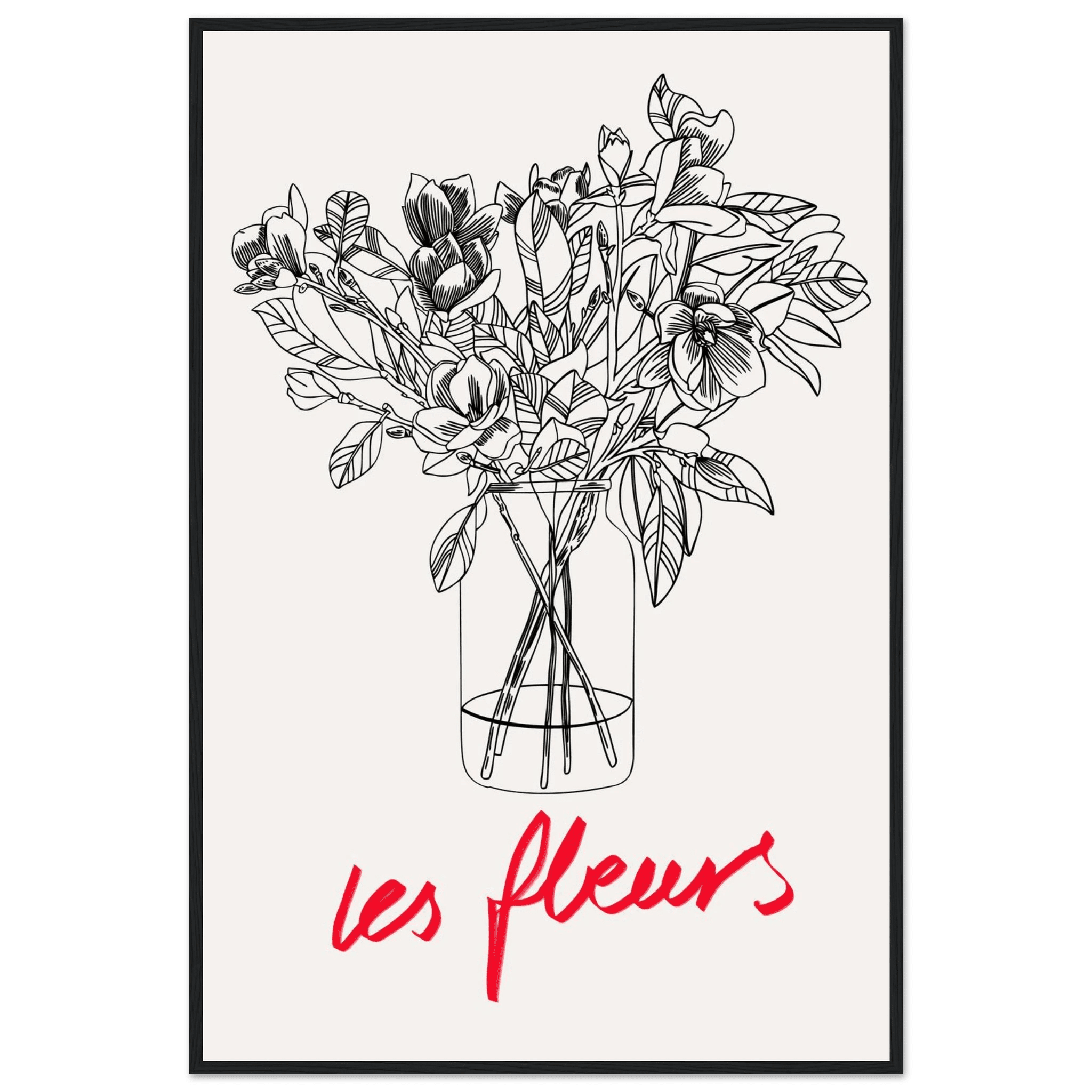 Les Fleurs Botanical Poster | French Flower Line Art Print | Minimalist Floral Wall Decor - Evergreen Posters